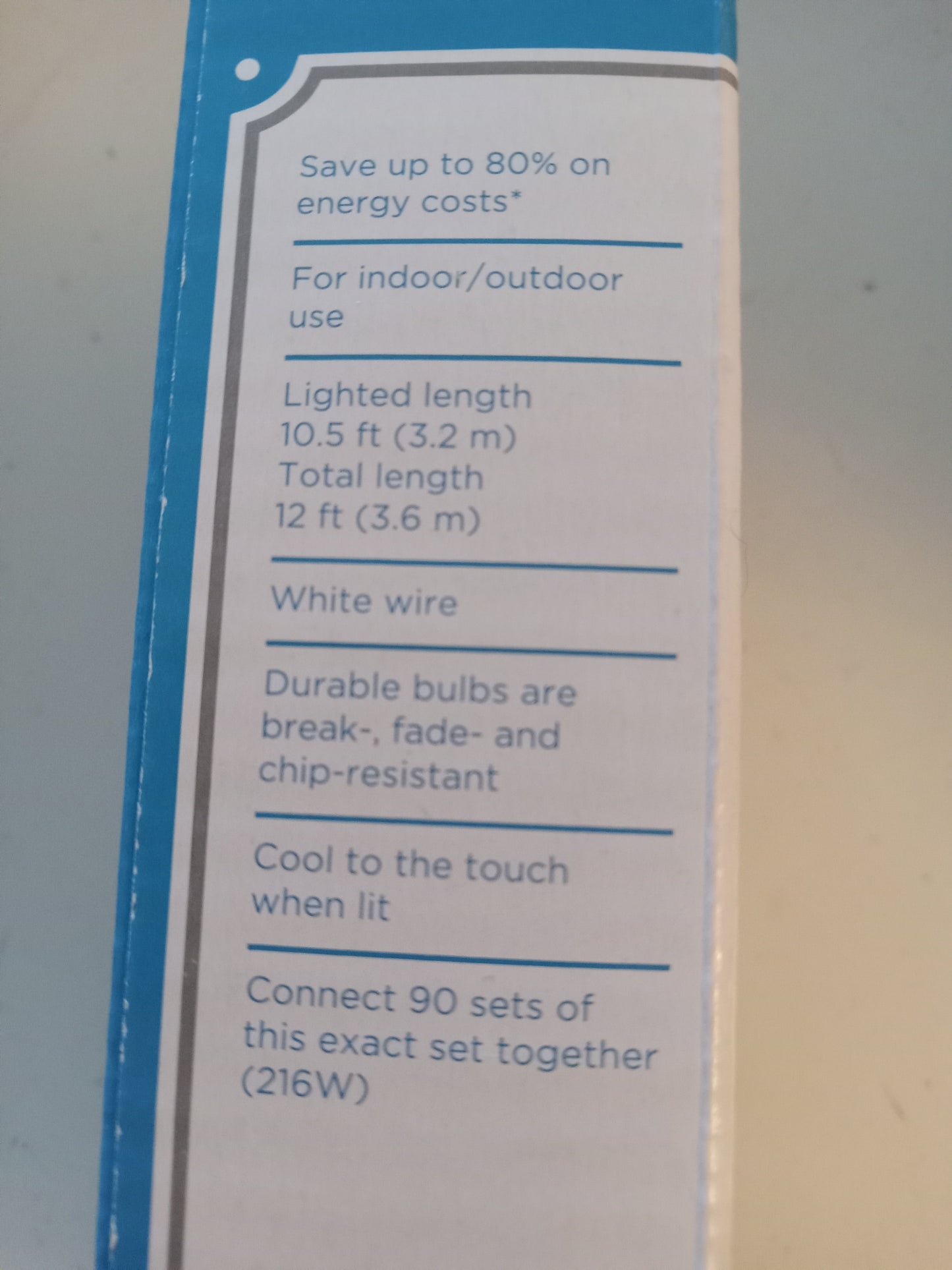 Christmas Lights, 50 LED Mini Lights, Multi-Color/Blue/Frosted/Cool & Warm White, White Wire, Holiday Time, NEW.