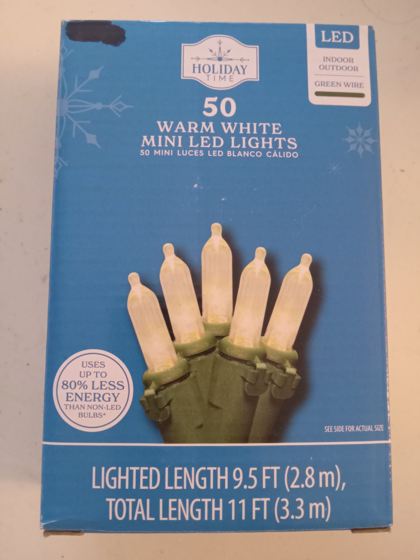 Christmas Lights, 50/100/300 LED Mini Lights, Multi-Color/Blue/Red/Cool & Warm White, Green Wire, Holiday Time, NEW