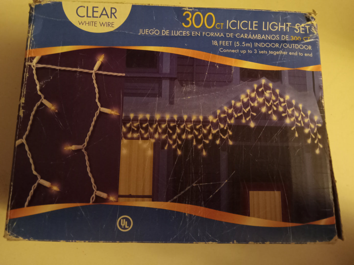 Christmas Lights, 300 Twin-Cicle, Icicle Lights, Frost/Clear White & Blue, White Wire, Holiday Time, NEW