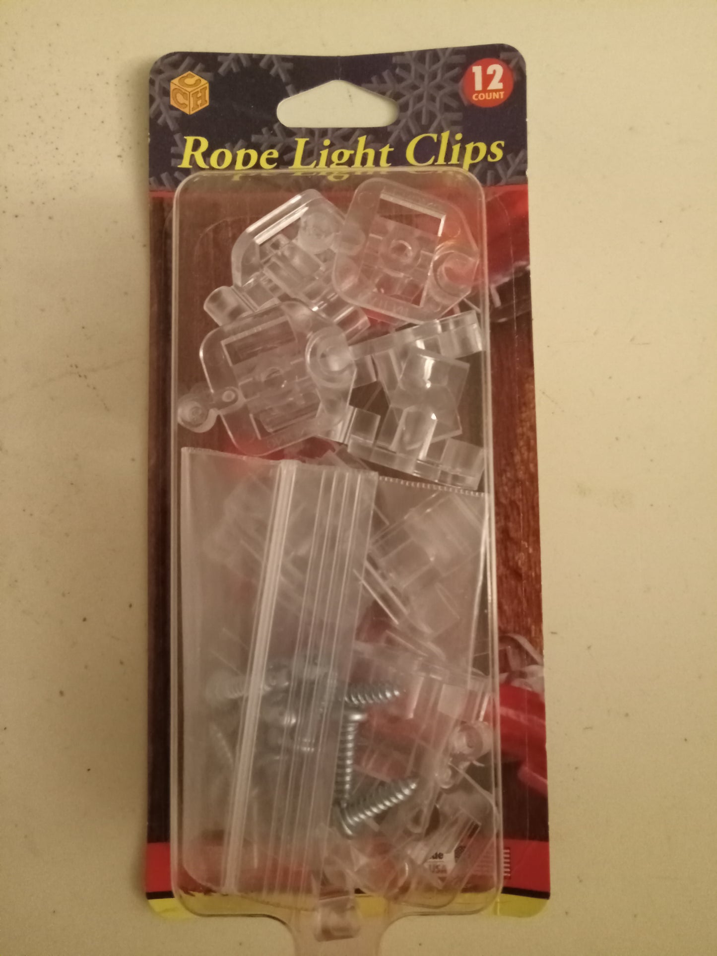 Rope Light Clips, 12 Count Clear Commercial Christmas Decor Hardware, NEW