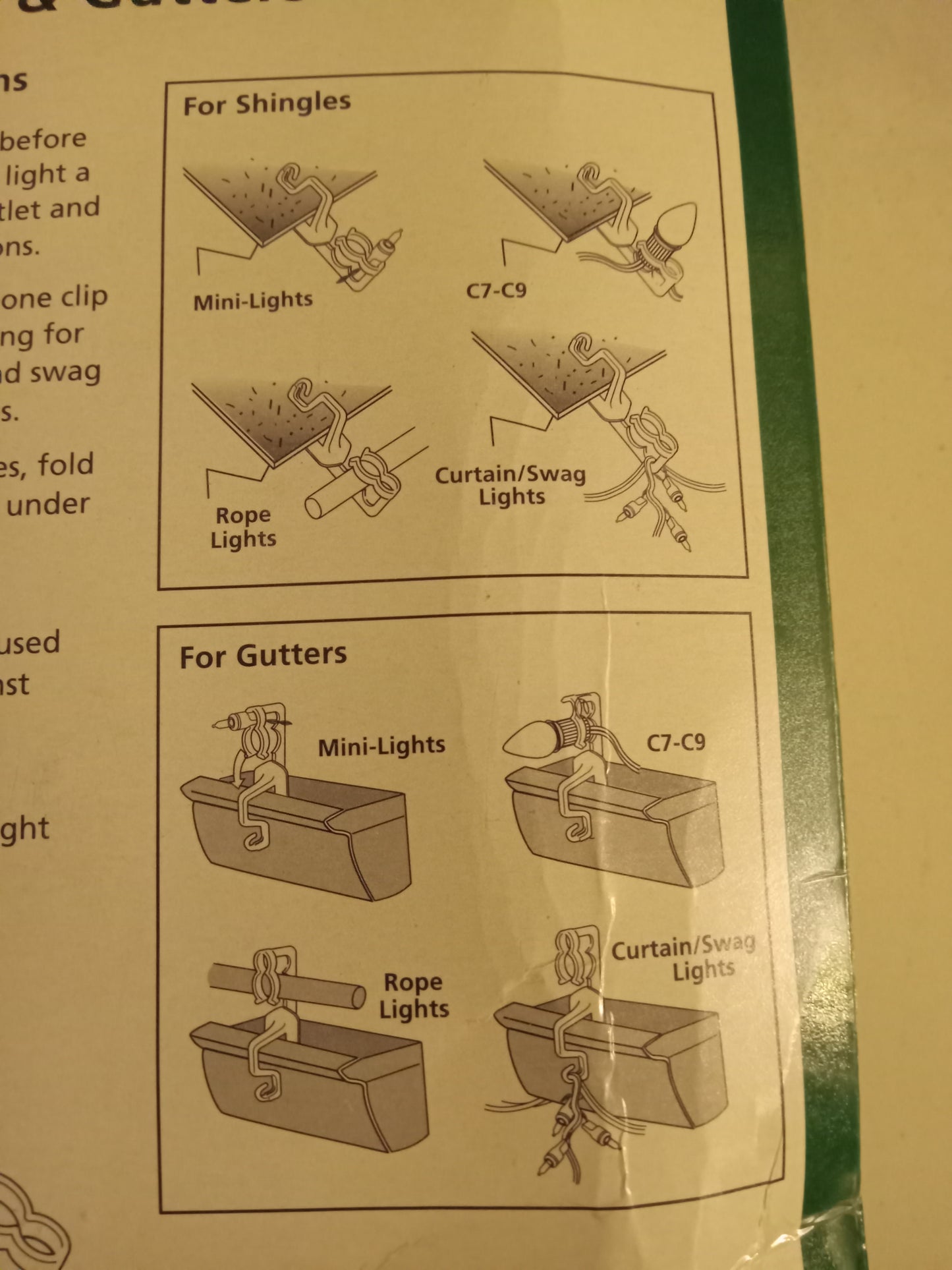 Christmas Light Clips, 100 All-In-One, Multifunctional: Rope/Mini/Icicle/C7/C9, Lites Up, NEW