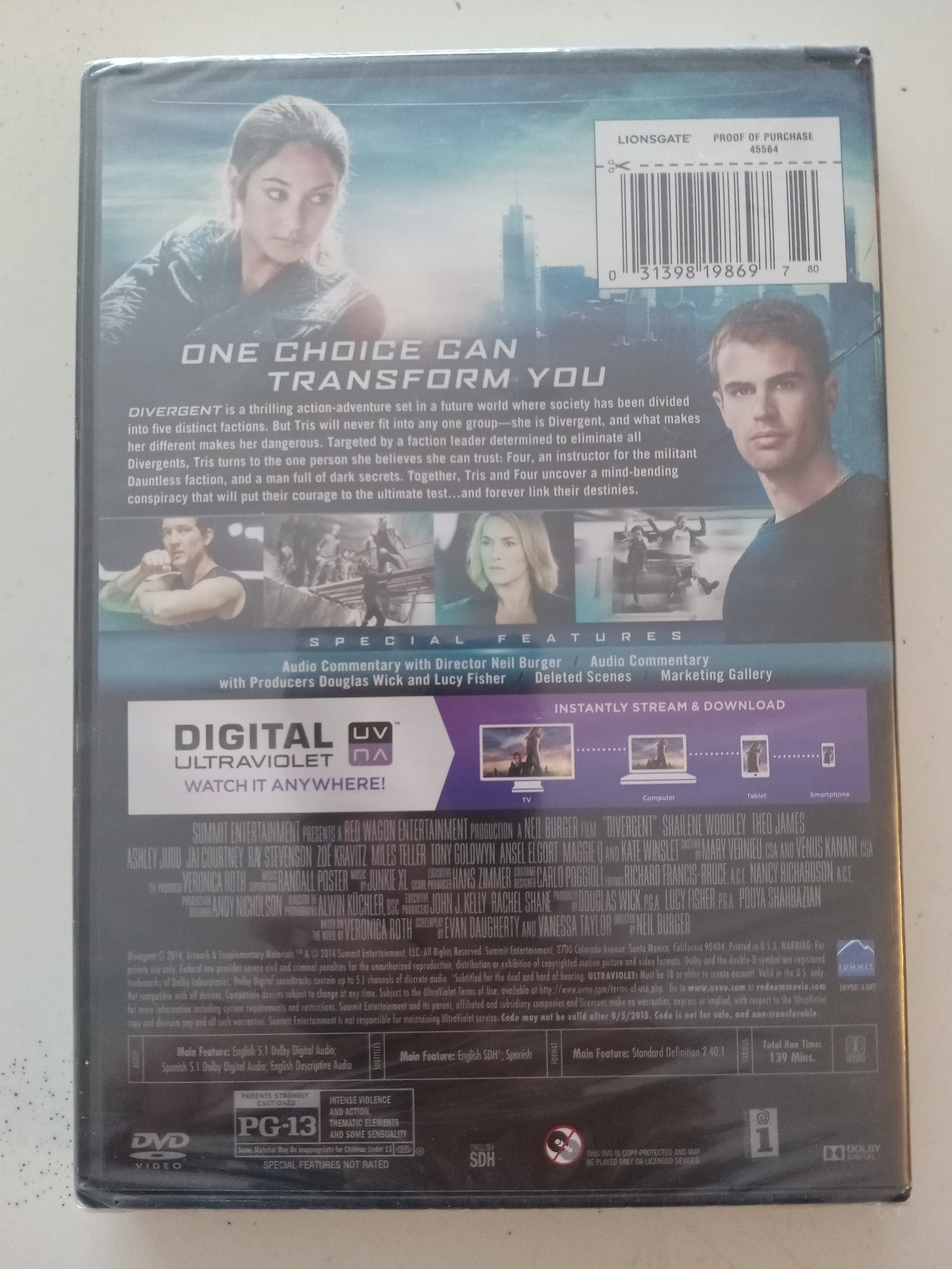 Divergent, DVD Movie, Widescreen, Rated PG-13, NEW/USED
