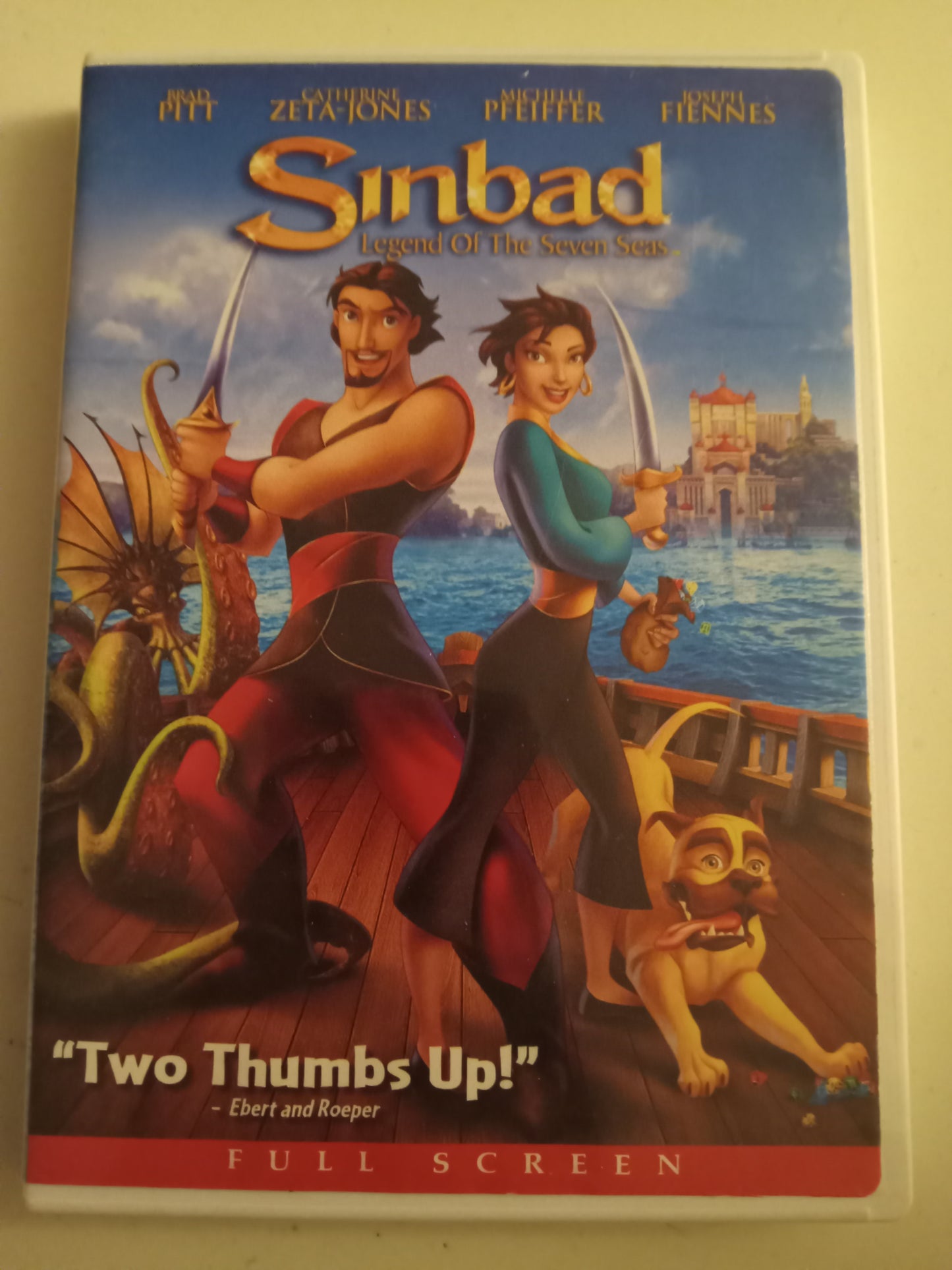 Sinbad, Legend Of the Seven Seas, Dreamworks Animation DVD Movie, Brad Pitt Fullscreen, Rated PG, USED