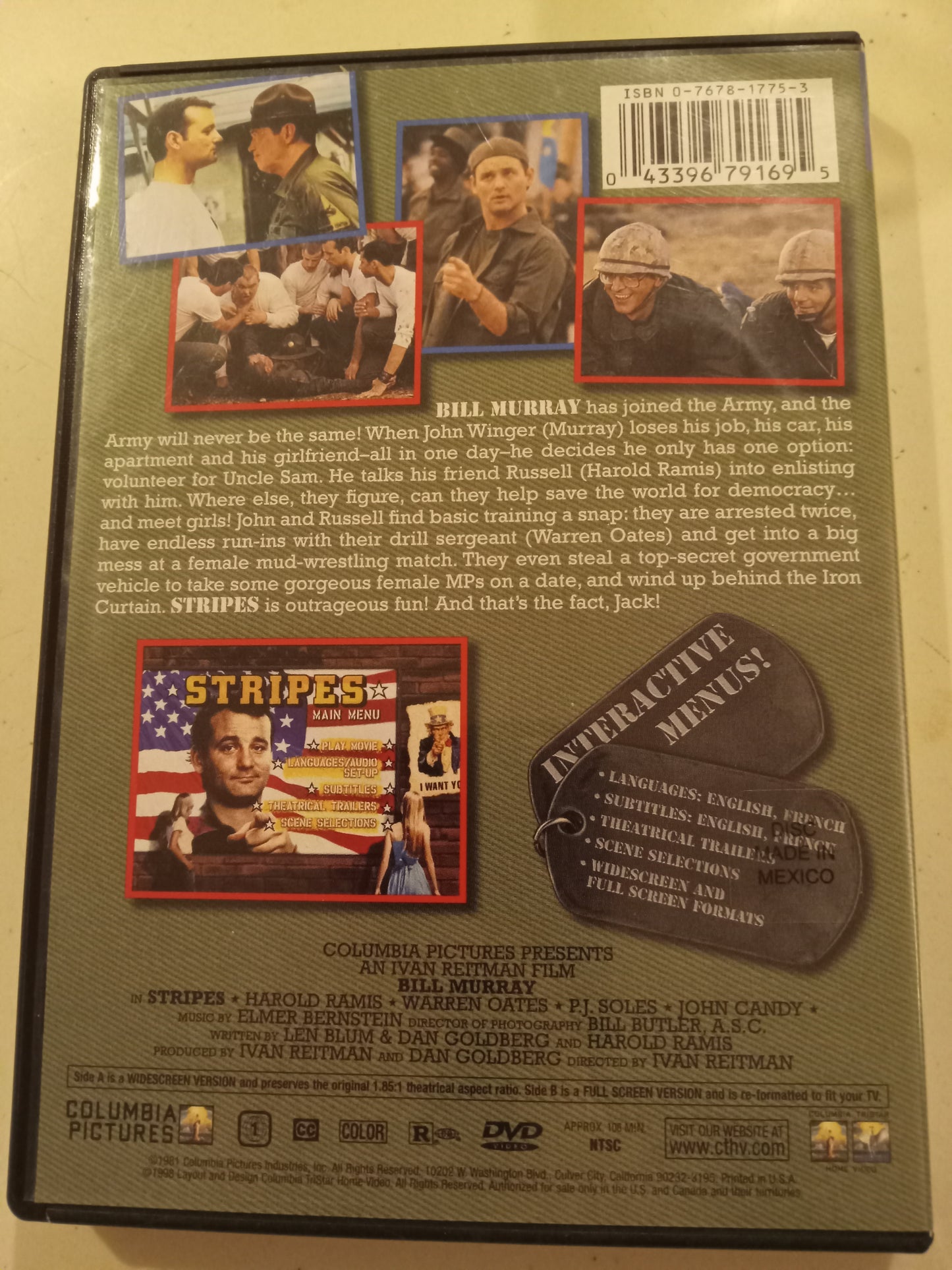 Stripes, DVD Movie, Bill Murray, Widescreen, Rated R, USED