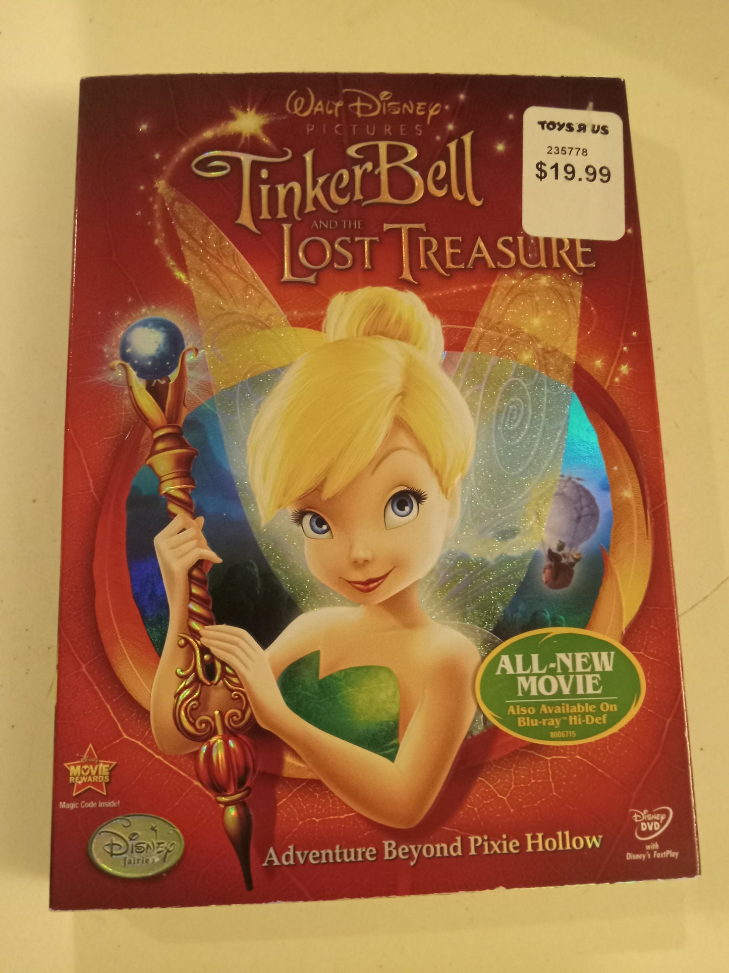 TinkerBell And The Lost Treasure, Disney Animation DVD Movie, Widescreen, Rated G, USED