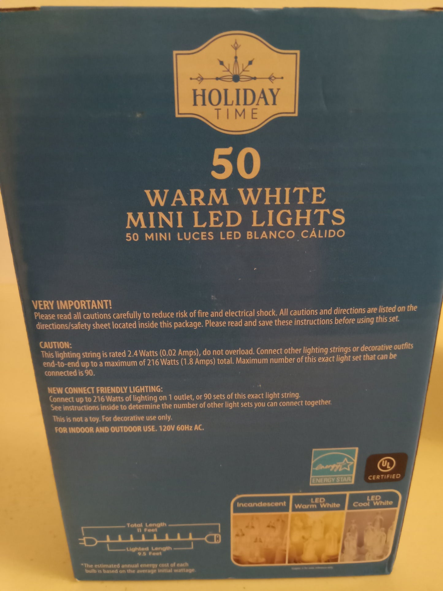 Christmas Lights, 50/100/300 LED Mini Lights, Multi-Color/Blue/Red/Cool & Warm White, Green Wire, Holiday Time, NEW