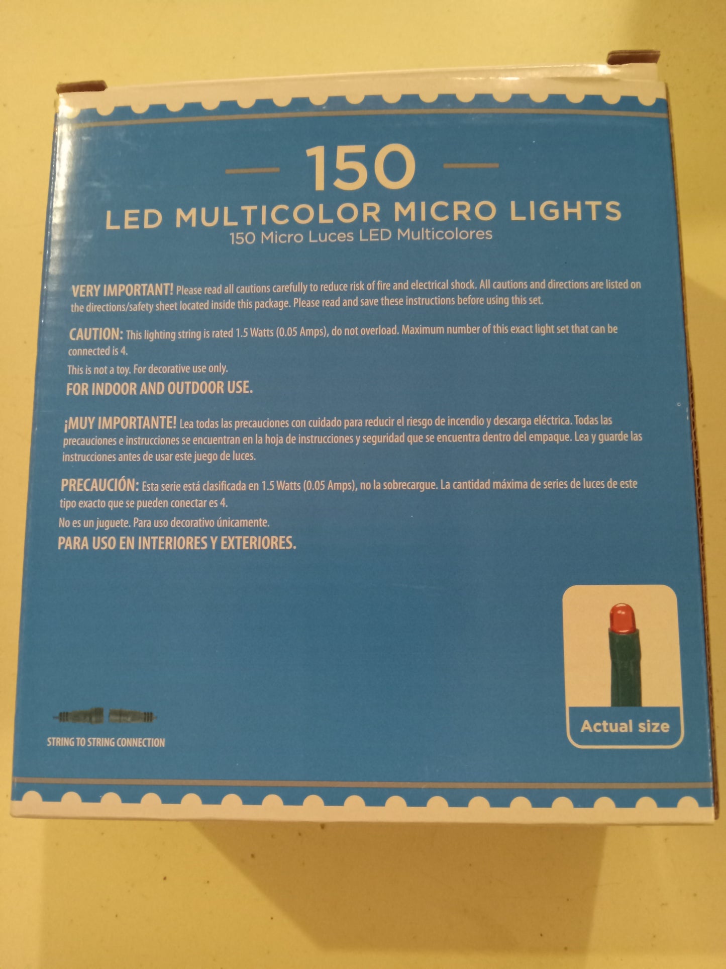 Christmas Lights, 150 LED Micro Lights, Multi-Color, Green Wire, Holiday Time, Ideal for Wreaths, NEW