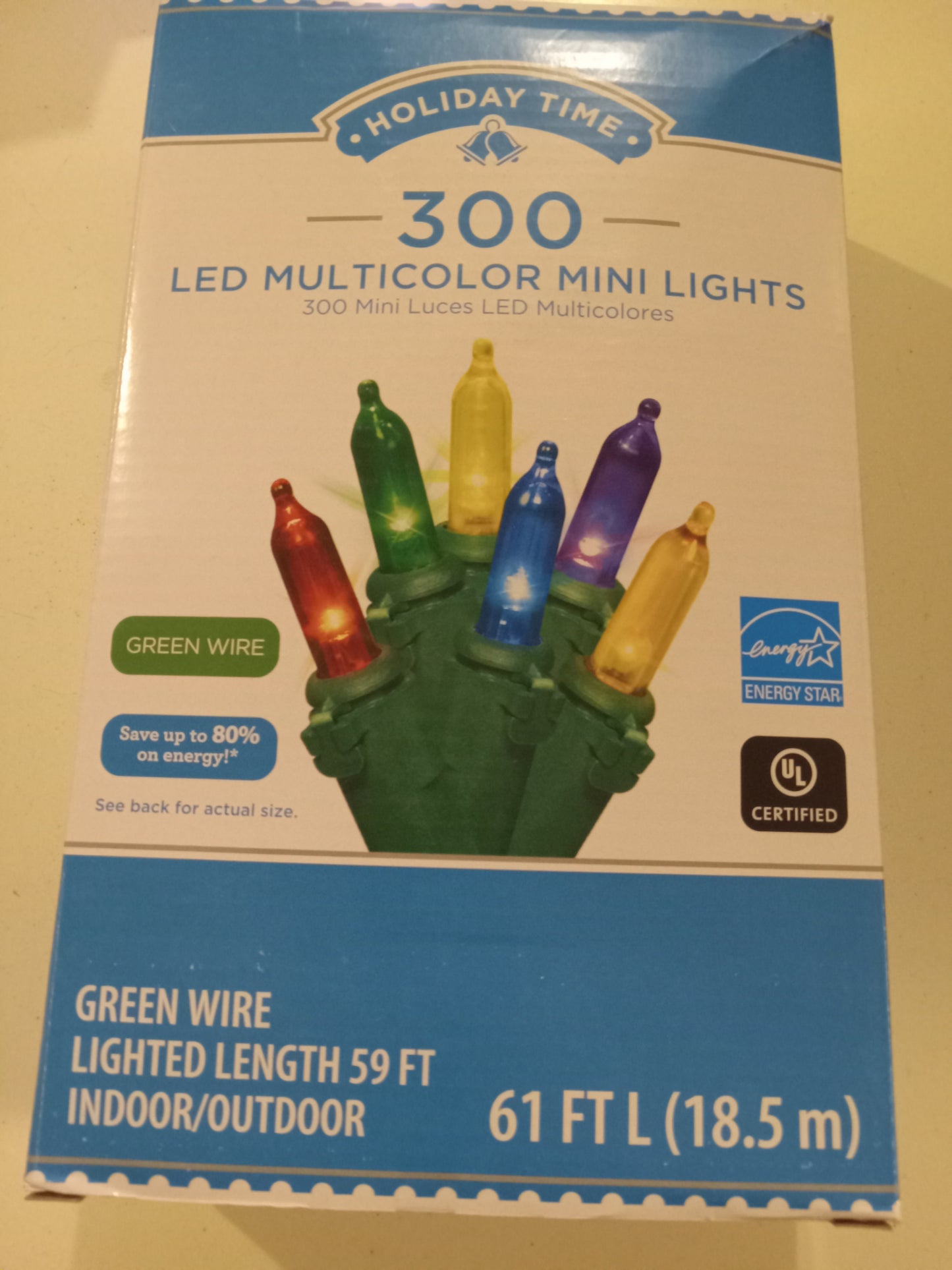 Christmas Lights, 50/100/300 LED Mini Lights, Multi-Color/Blue/Red/Cool & Warm White, Green Wire, Holiday Time, NEW