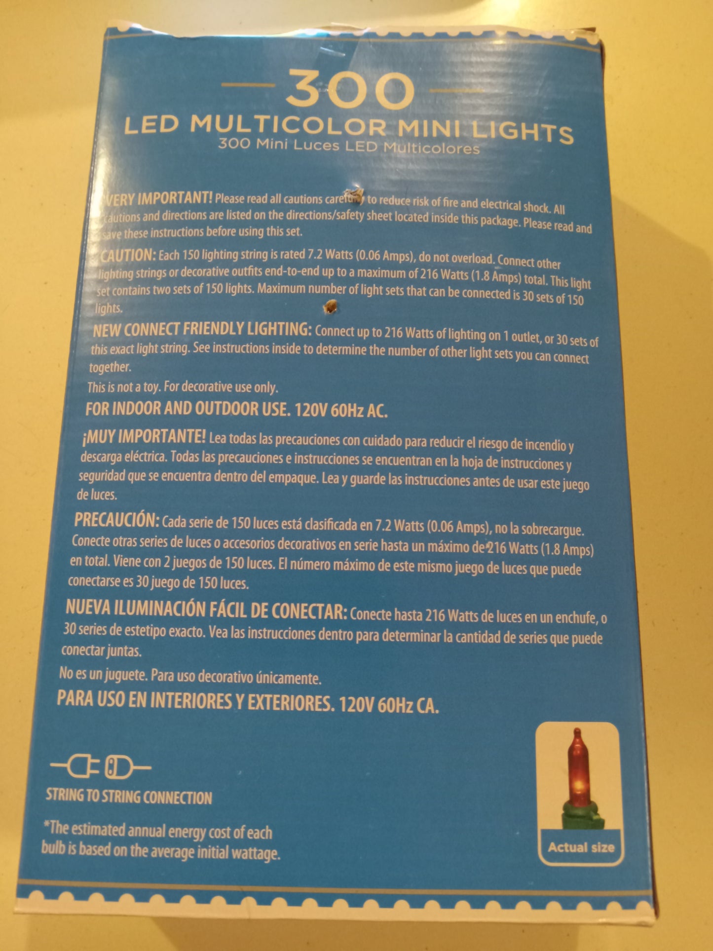 Christmas Lights, 50/100/300 LED Mini Lights, Multi-Color/Blue/Red/Cool & Warm White, Green Wire, Holiday Time, NEW