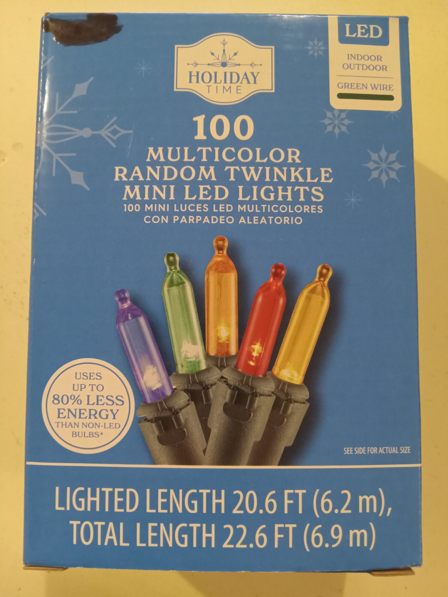 Christmas Lights, 100 LED Mini Lights, Multi-Color, Random Twinkle, Green Wire, Holiday Time, NEW
