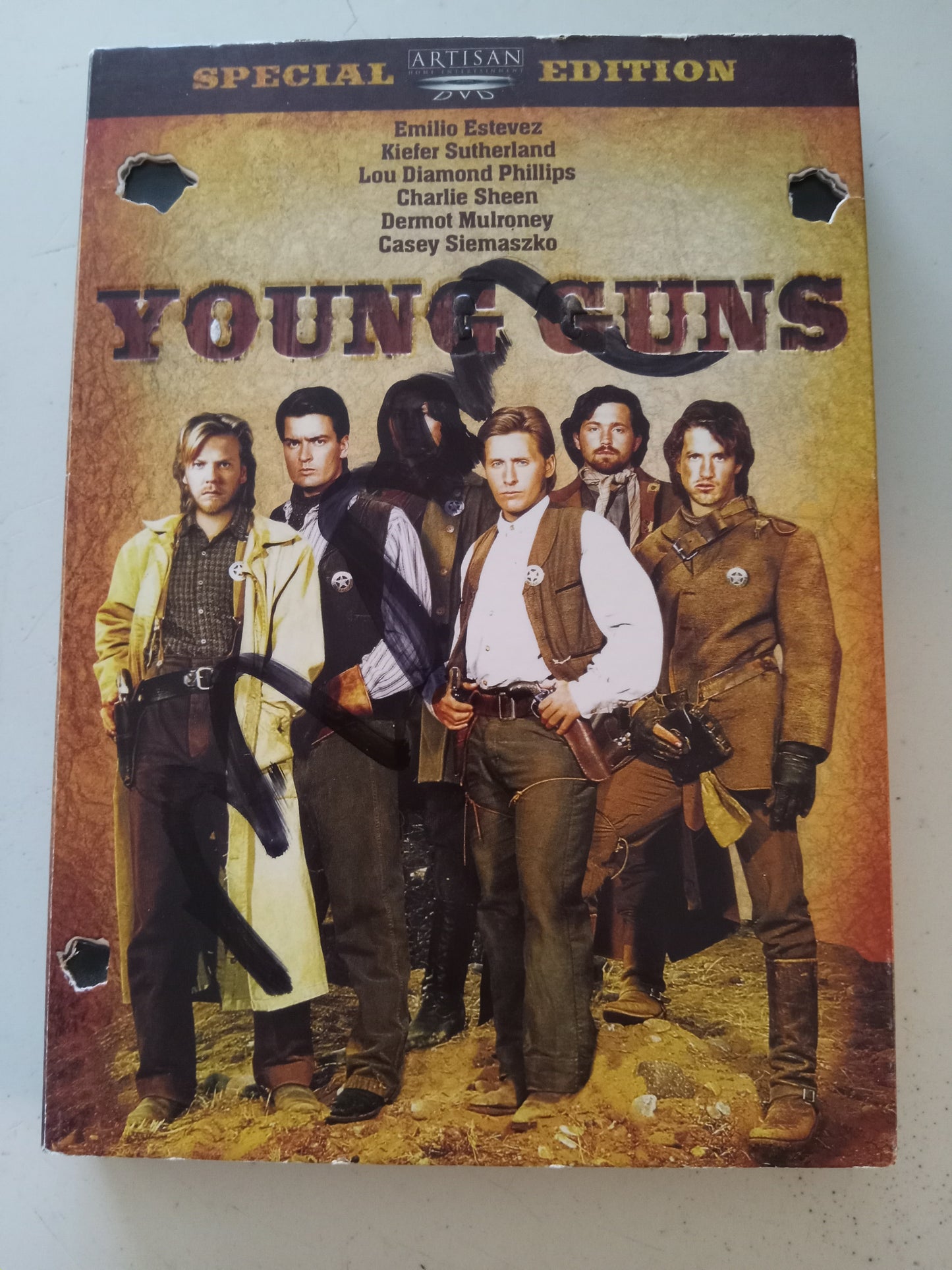 Young Guns, Exclusive Retro VHS Slip Cover/Special Ed. DVD Movie, Emilio Estevez Widescreen, Rated R, NEW/USED