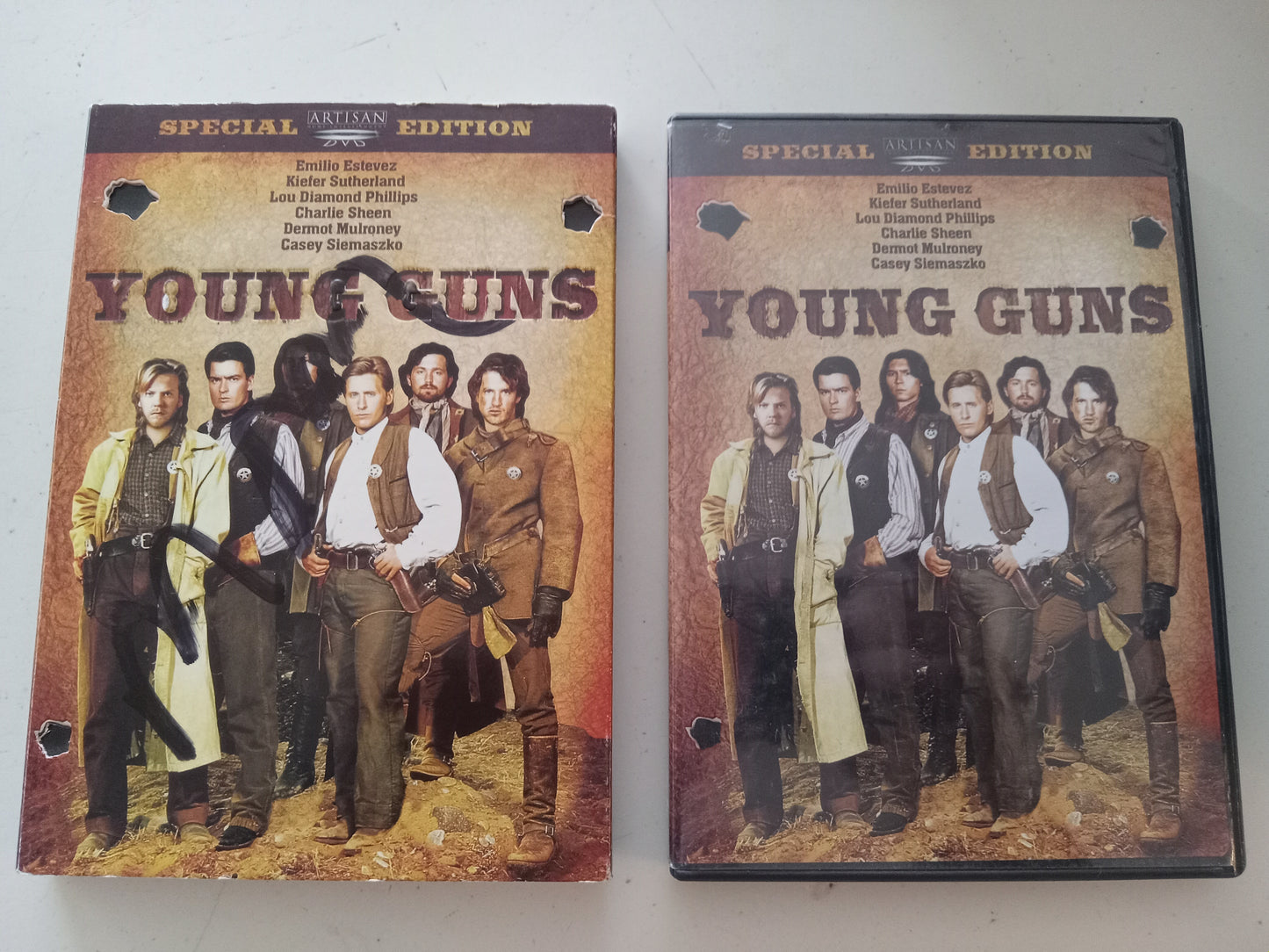 Young Guns, Exclusive Retro VHS Slip Cover/Special Ed. DVD Movie, Emilio Estevez Widescreen, Rated R, NEW/USED