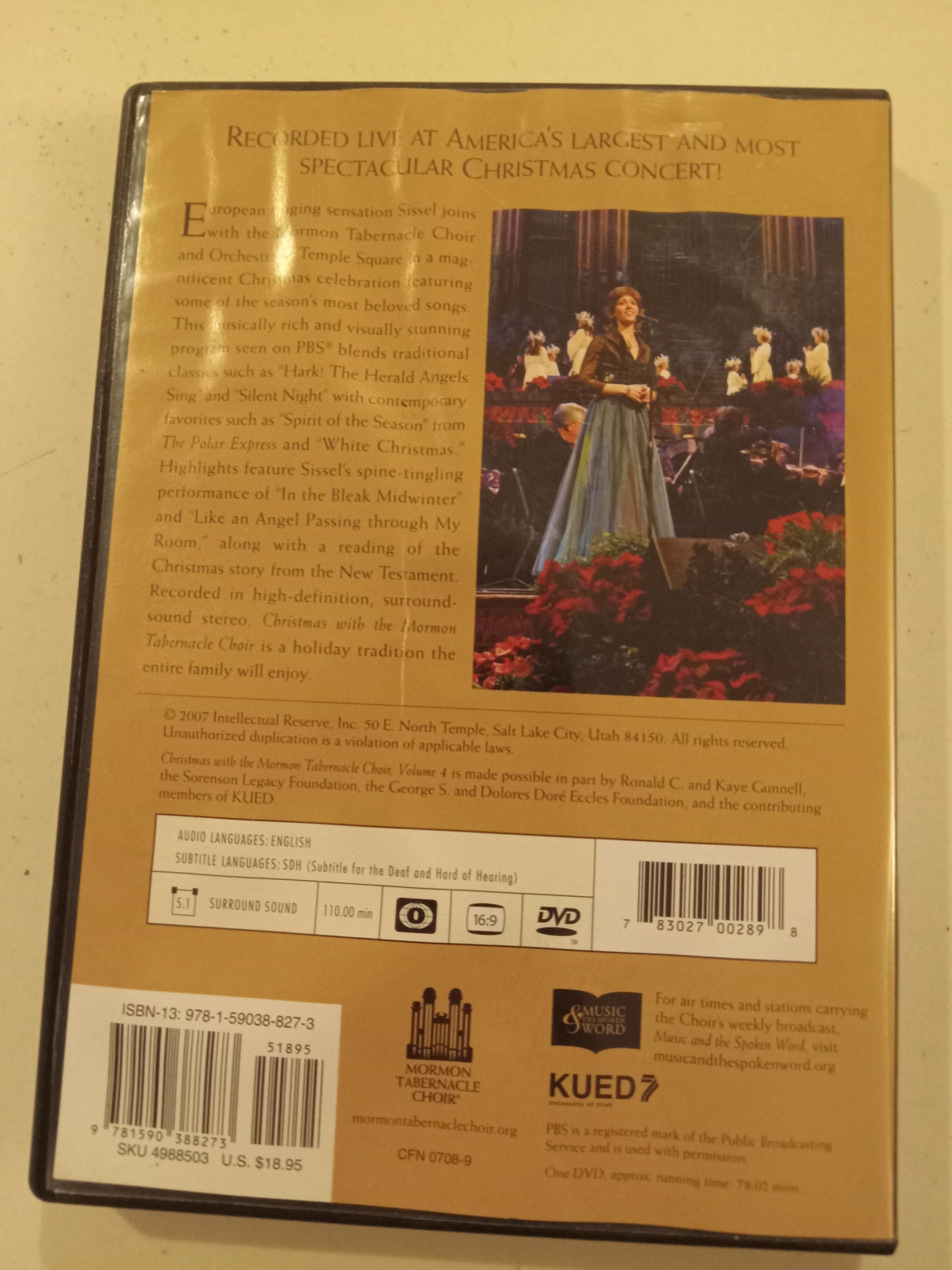 Christmas With The Mormon Tabernacle Choir And Orchestra At Temple Square, Volume 4, Sissel, LDS Church, DVD Movie, Widescreen, Not Rated, USED