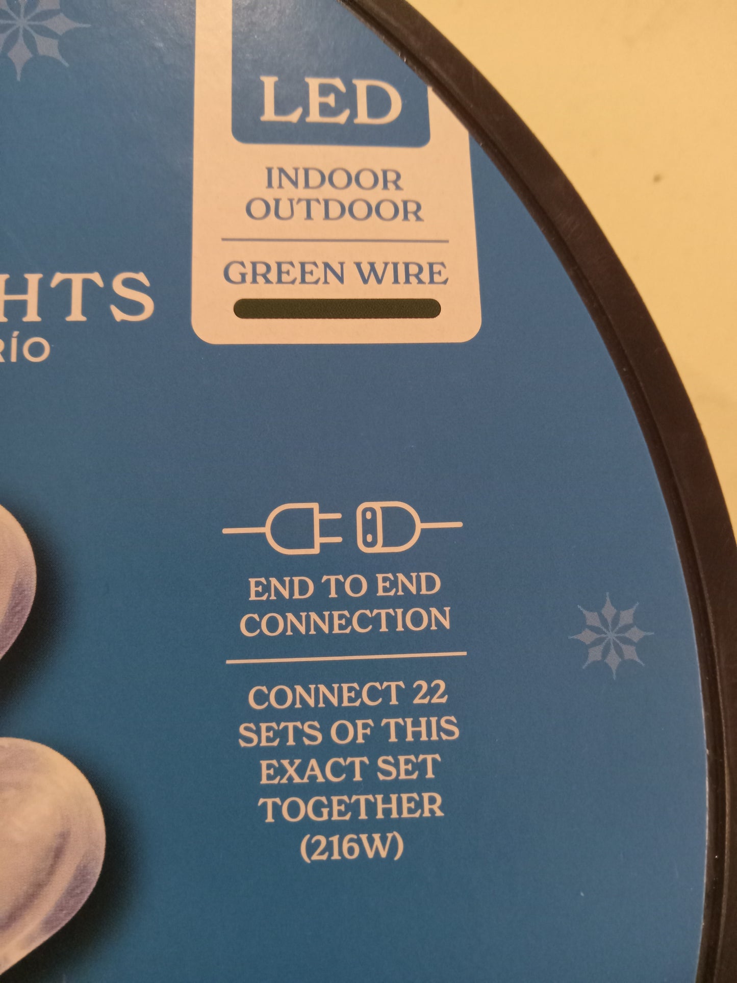 Christmas Lights Roll, 200 LED Mini Edison Bulbs, Multi-Color/Cool White, Green Wire, Holiday Time, NEW
