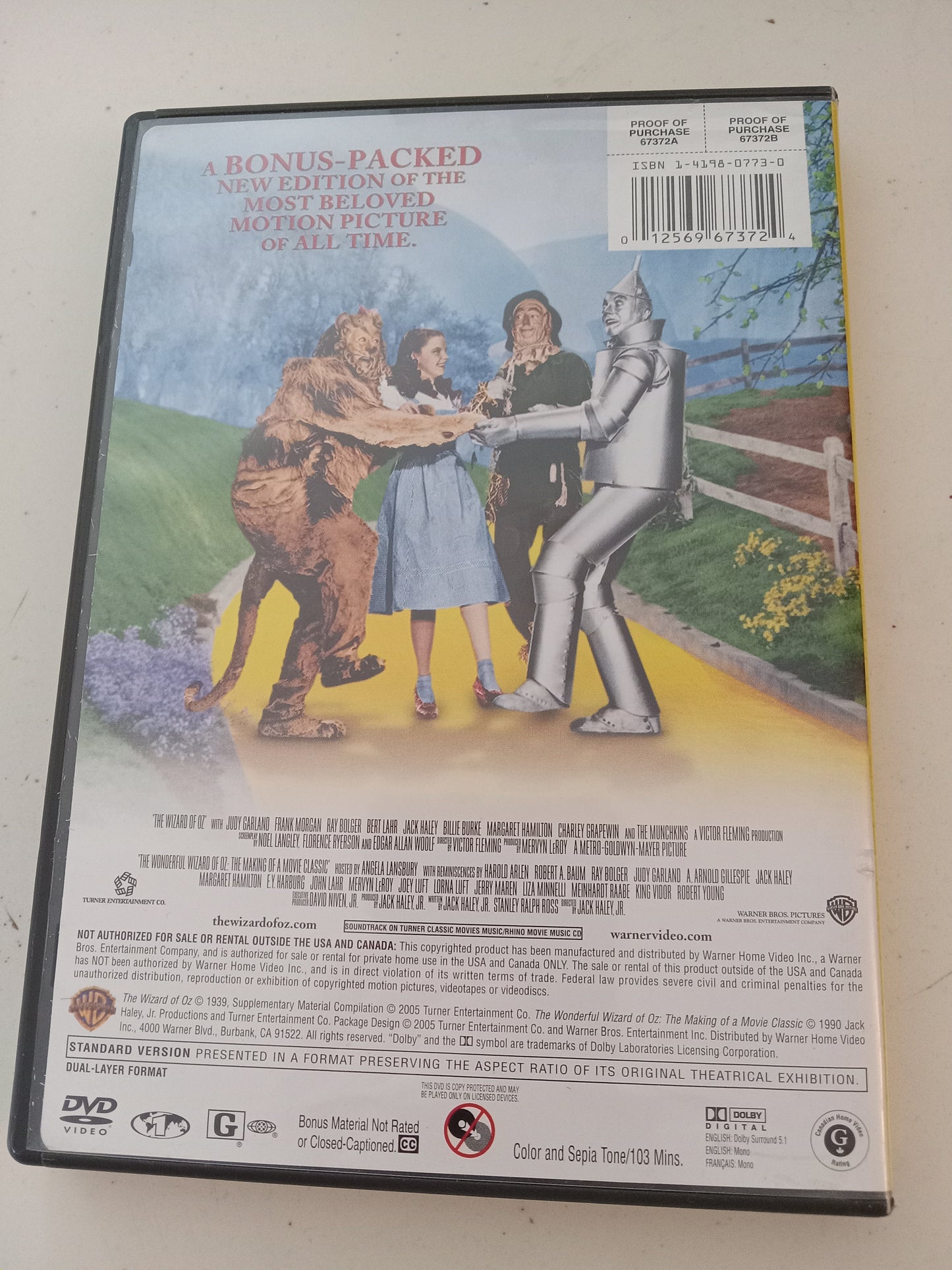 The Wizard Of Oz, 2 Discs Special Ed, DVD Movie, Widescreen, Rated G, USED