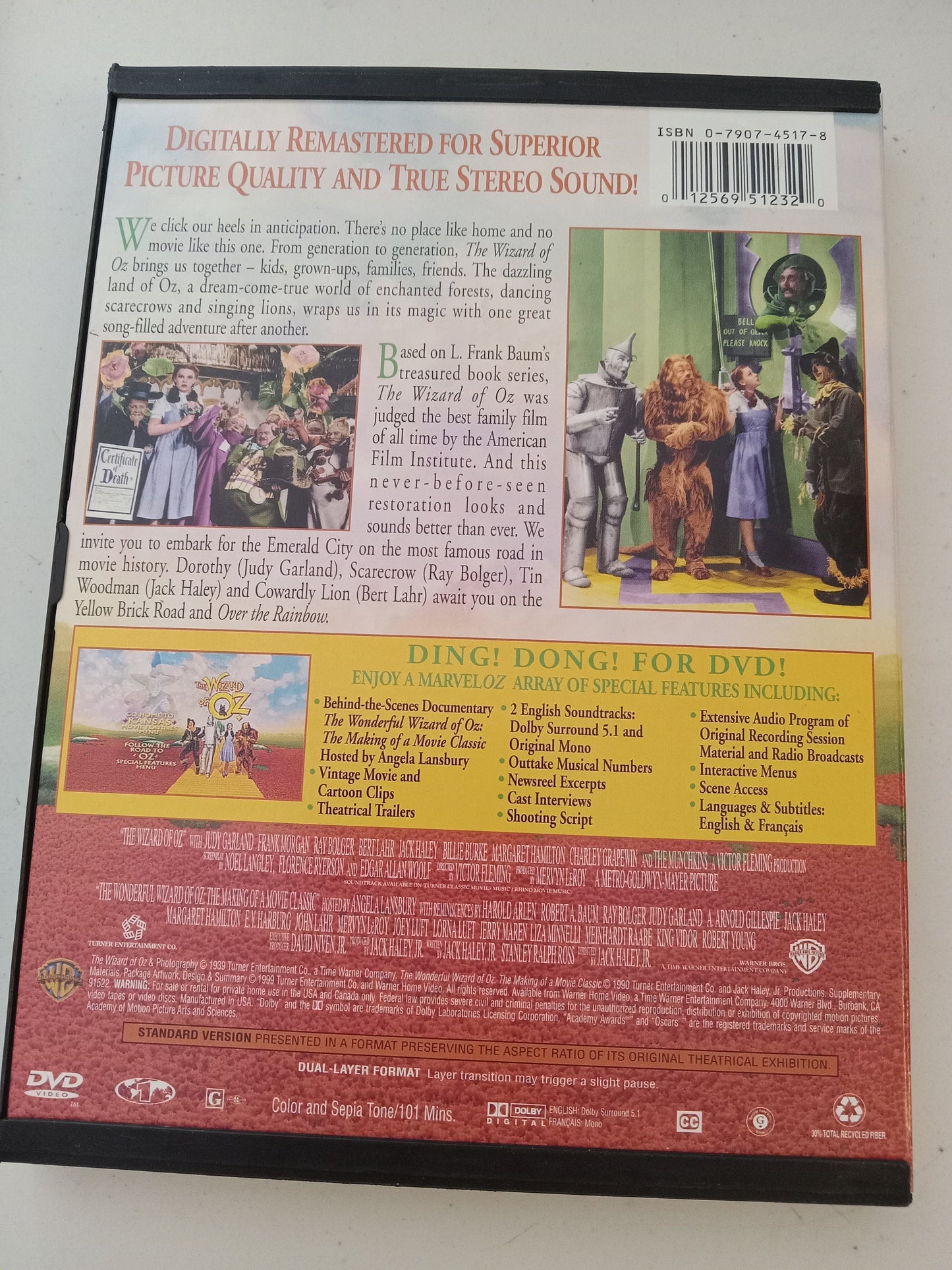 The Wizard Of Oz, 2 Discs Special Ed, DVD Movie, Widescreen, Rated G, USED