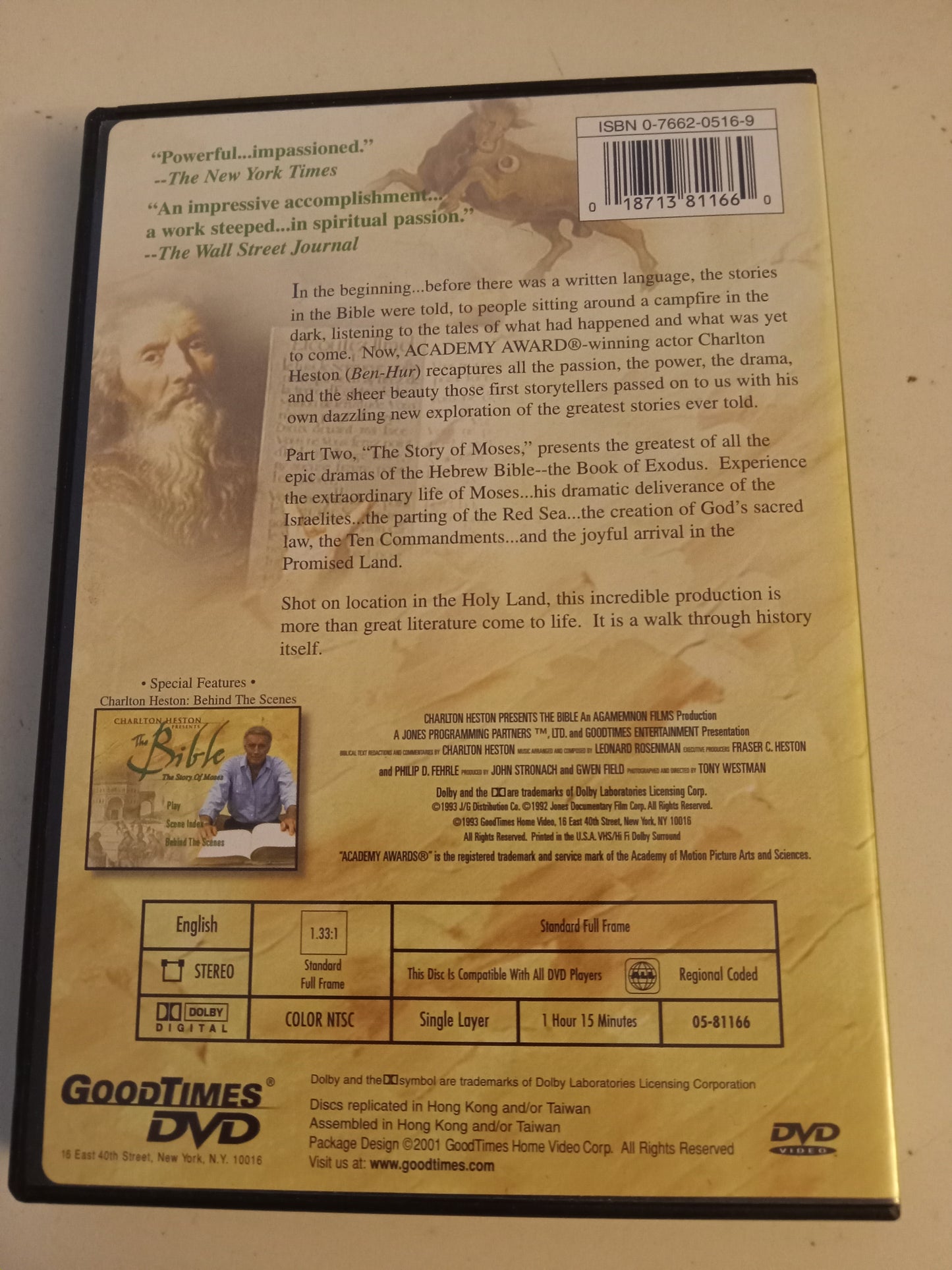 Charlton Heston Presents The Bible, Genesis, Story of Moses, Jesus Of Nazareth, DVD Movies, Fullscreen, Not Rated, USED