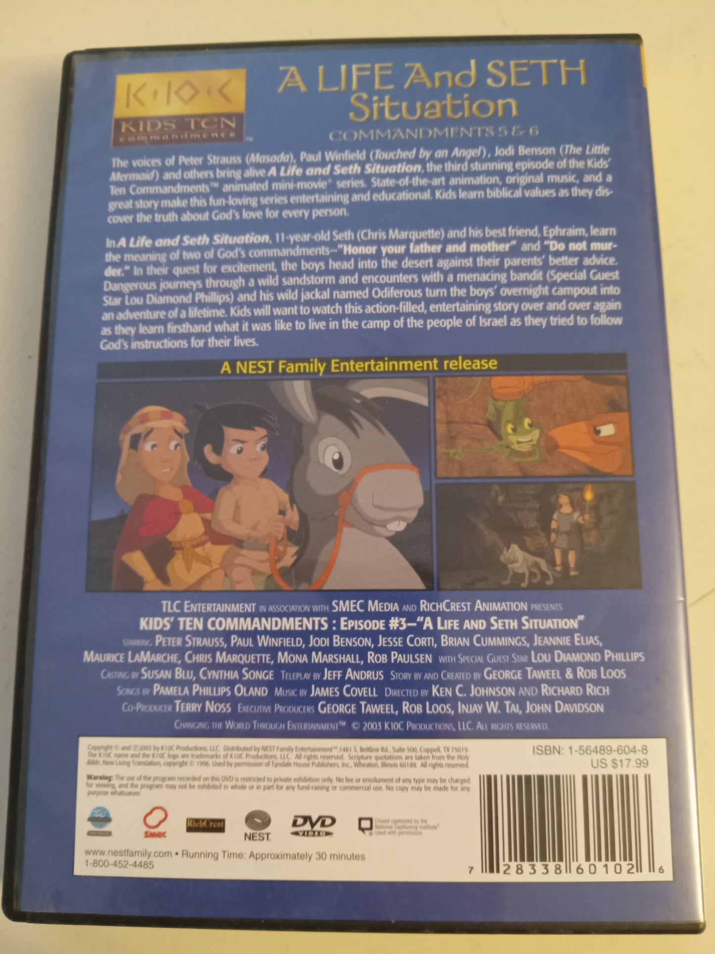 Kids Animated Ten Commandments Series, Nest Family Entertainment, DVD Movie, Widescreen, Not Rated, USED