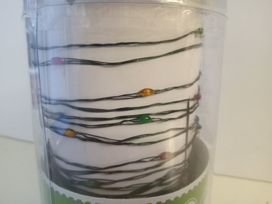 Christmas Lights, 100 LED Ultra Slim Lights, Multi-Color, Stay Lit 8-Function, Black Wire, Battery Power, Timer, NEW