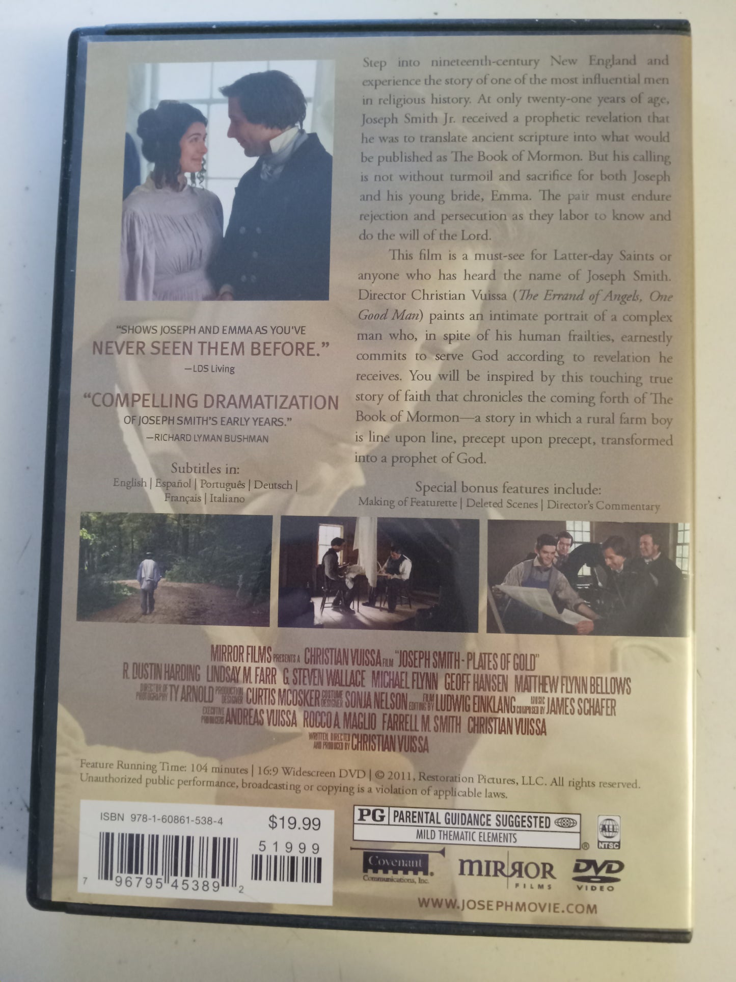 Joseph Smith, Plates Of Gold, DVD Movie, Widescreen, LDS Church, Mormons, Not Rated, NEW/USED