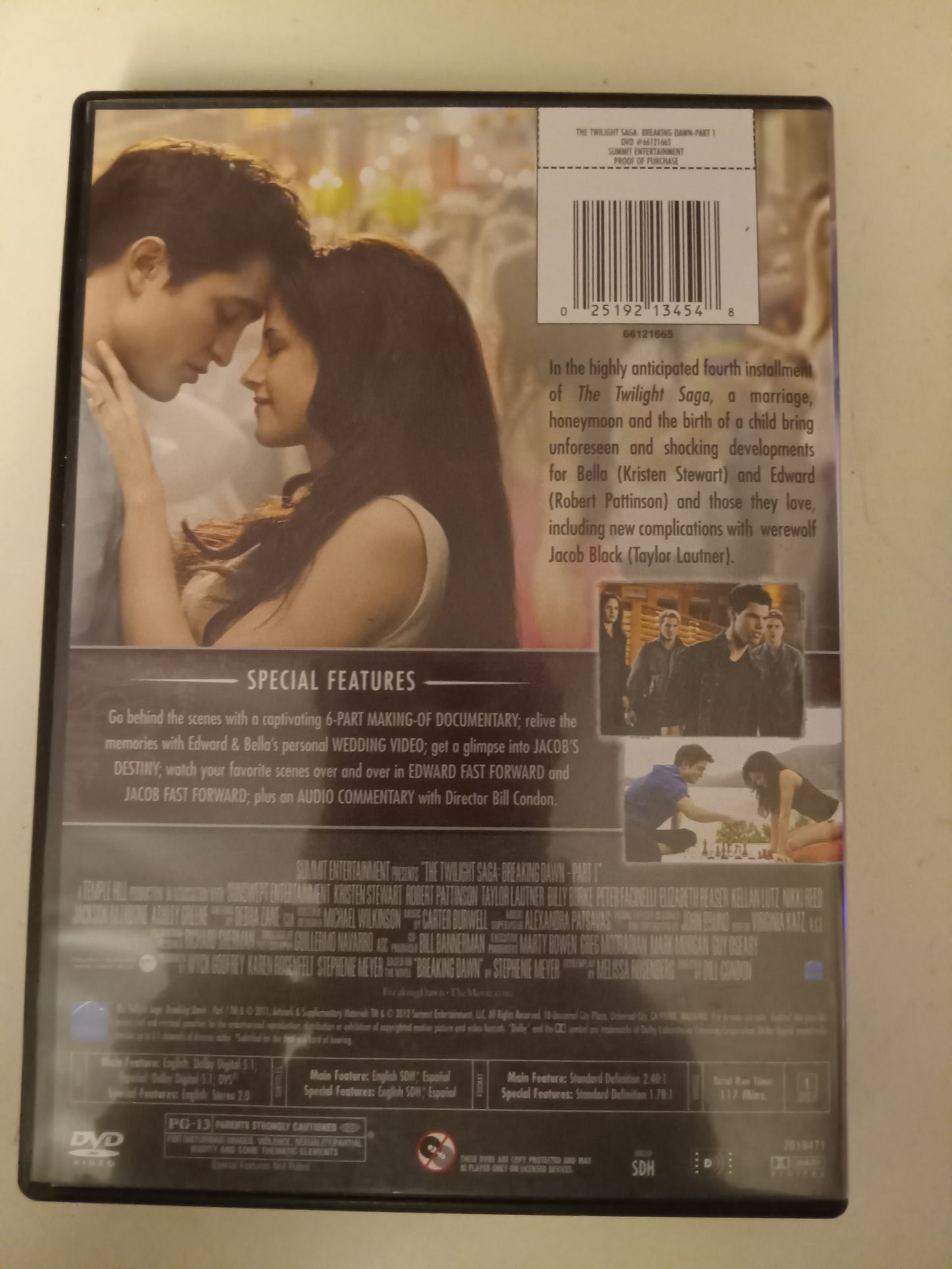 The Twilight Saga Breaking Dawn Part 1 One, DVD Movie, Kristen Stewart Widescreen, Rated PG-13, NEW/USED