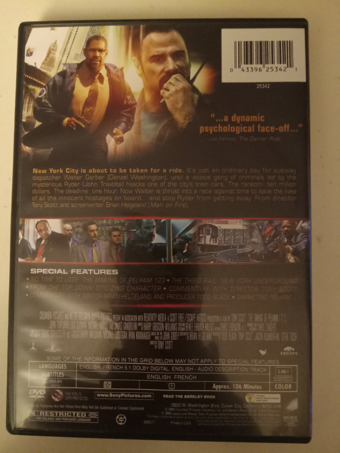 The Taking Of Pelham 123, DVD Movie, Widescreen, Rated R, USED