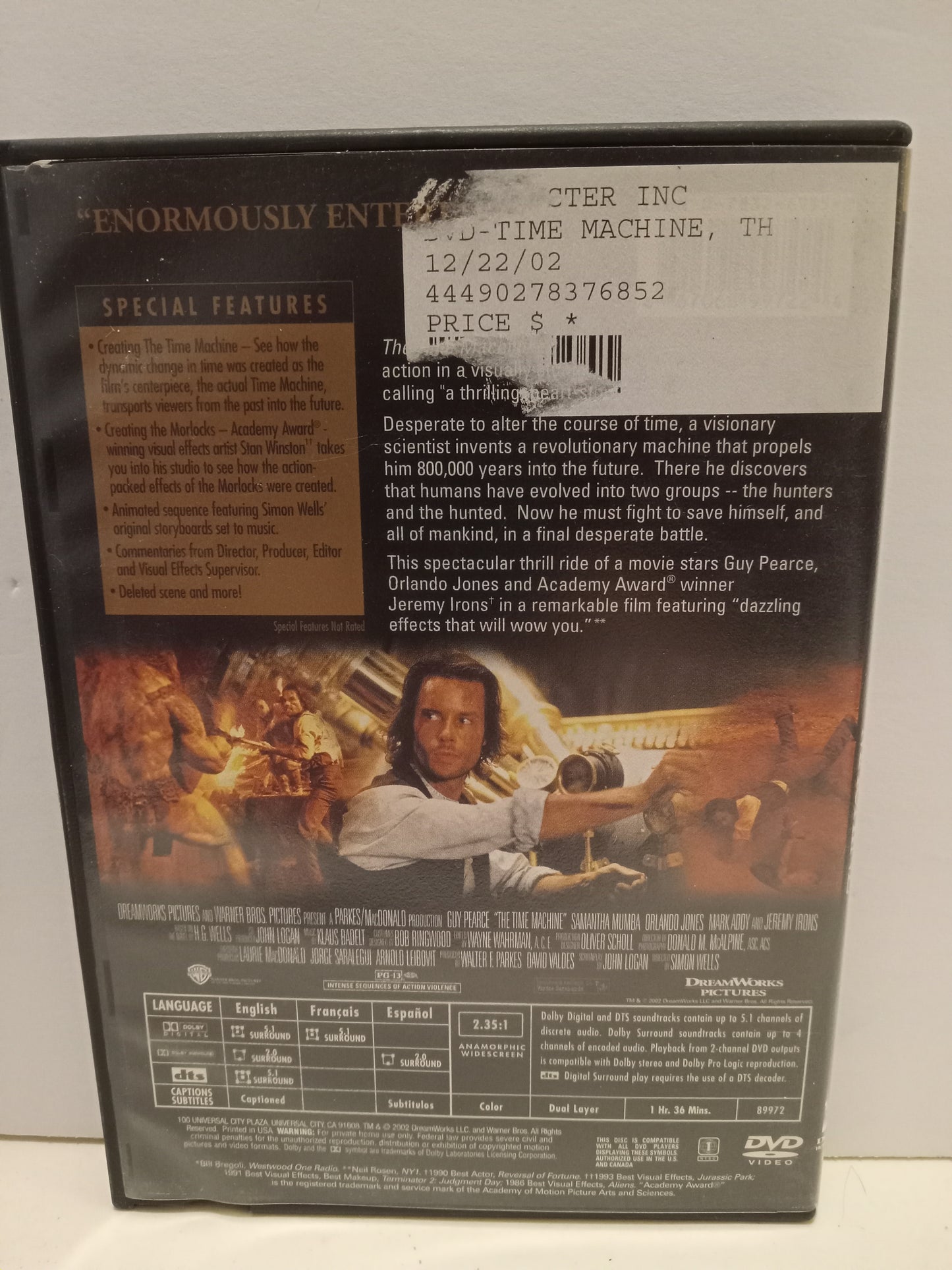 The Time Machine, DVD Movie, Widescreen, Rated PG-13, USED