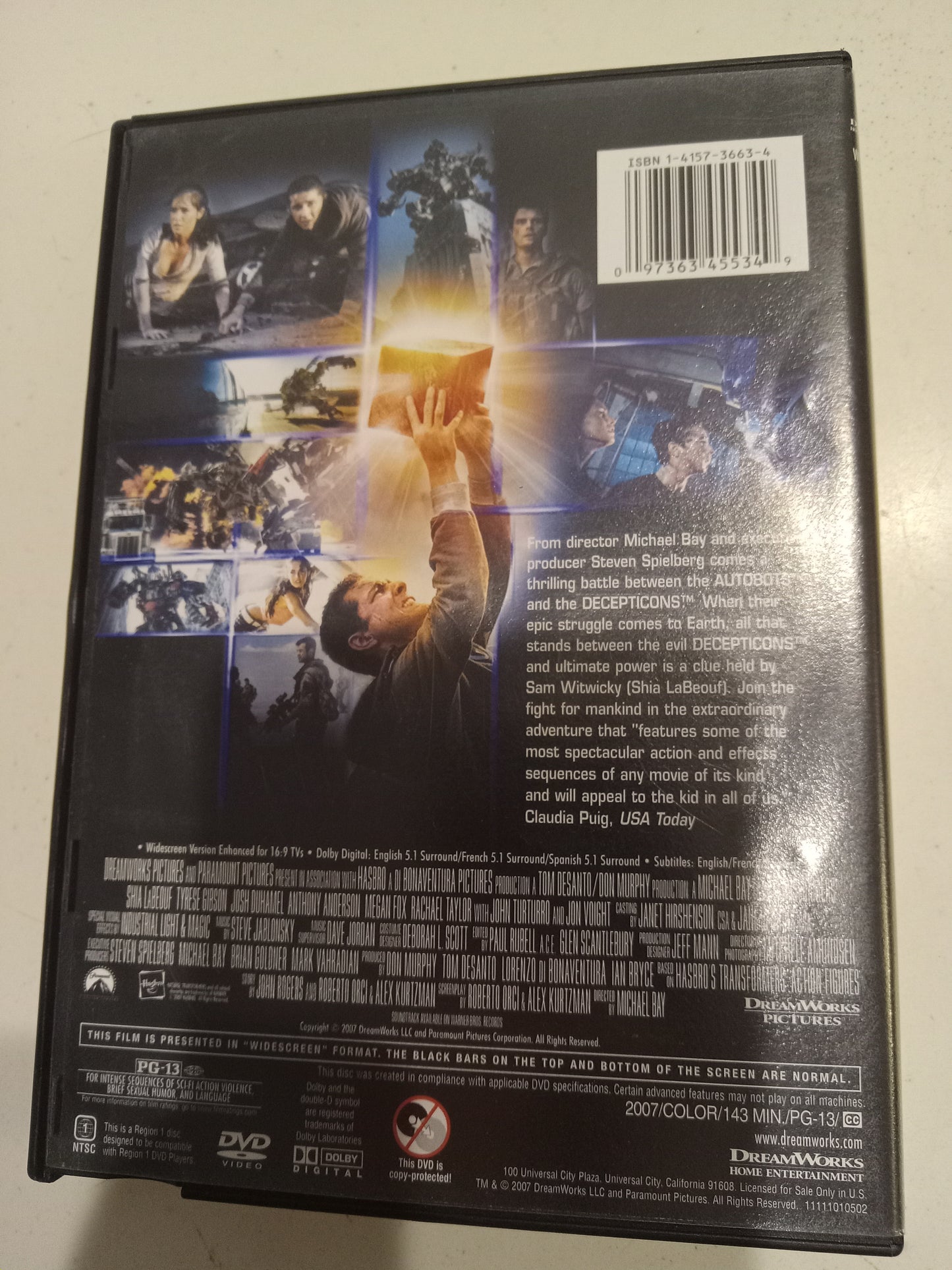 Transformers 1, DVD Movie, Shia LaBeouf Widescreen, Rated PG-13, USED