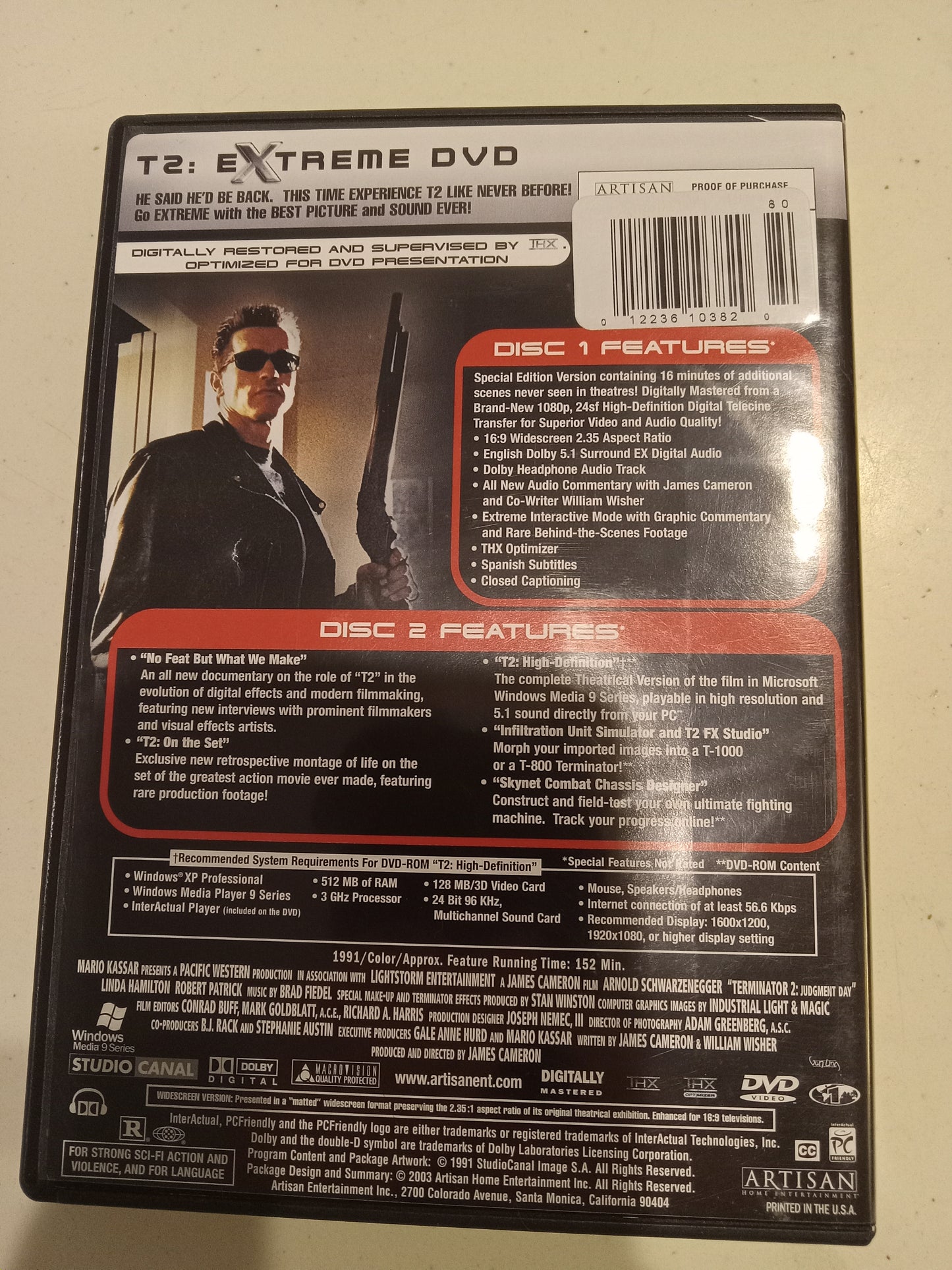 Terminator 2 Judgment Day, 2 Discs, DVD Movie, Widescreen, Rated R, USED