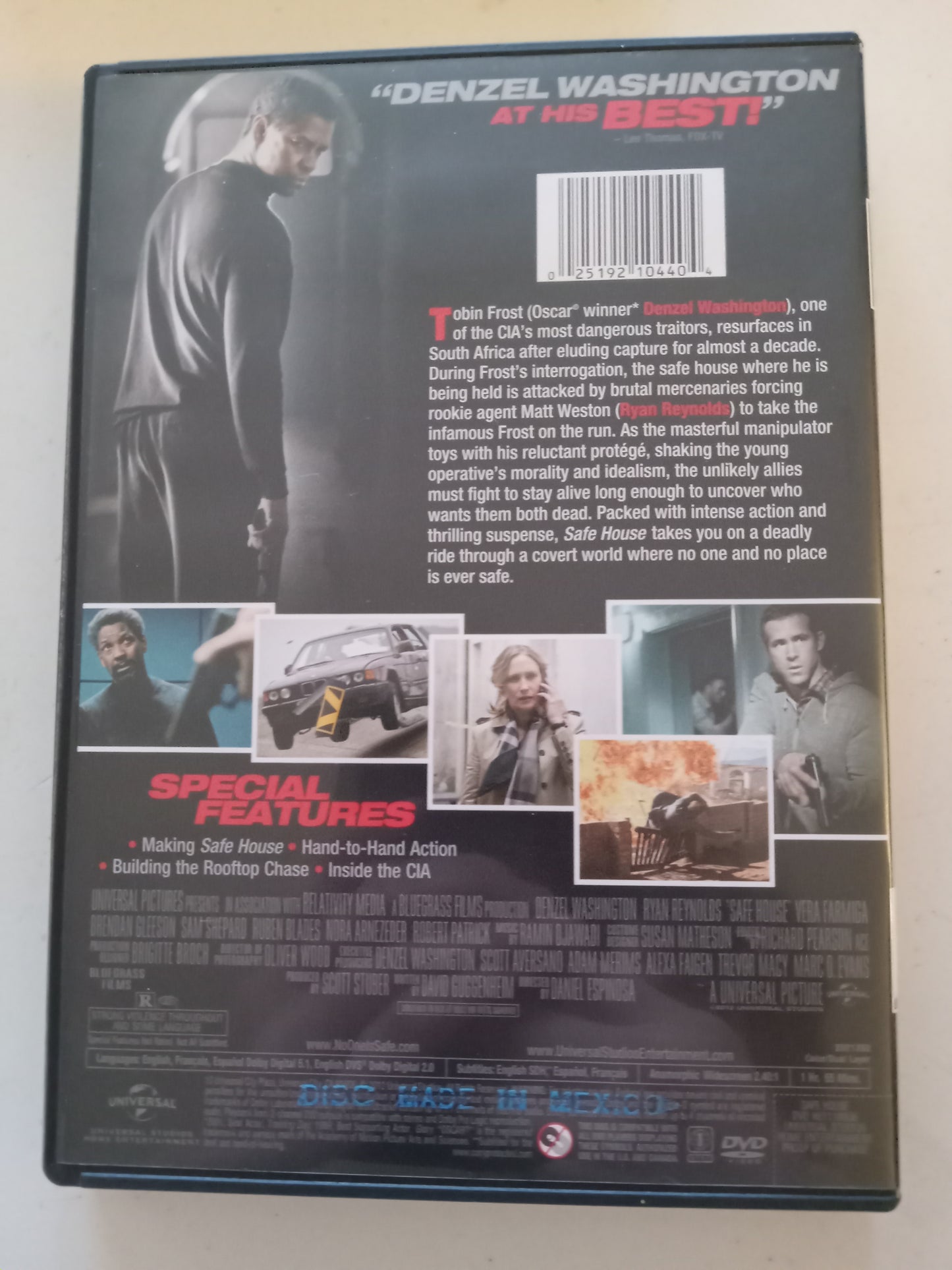 Safe House, DVD Movie, Denzel Washington Widescreen, Rated R, USED