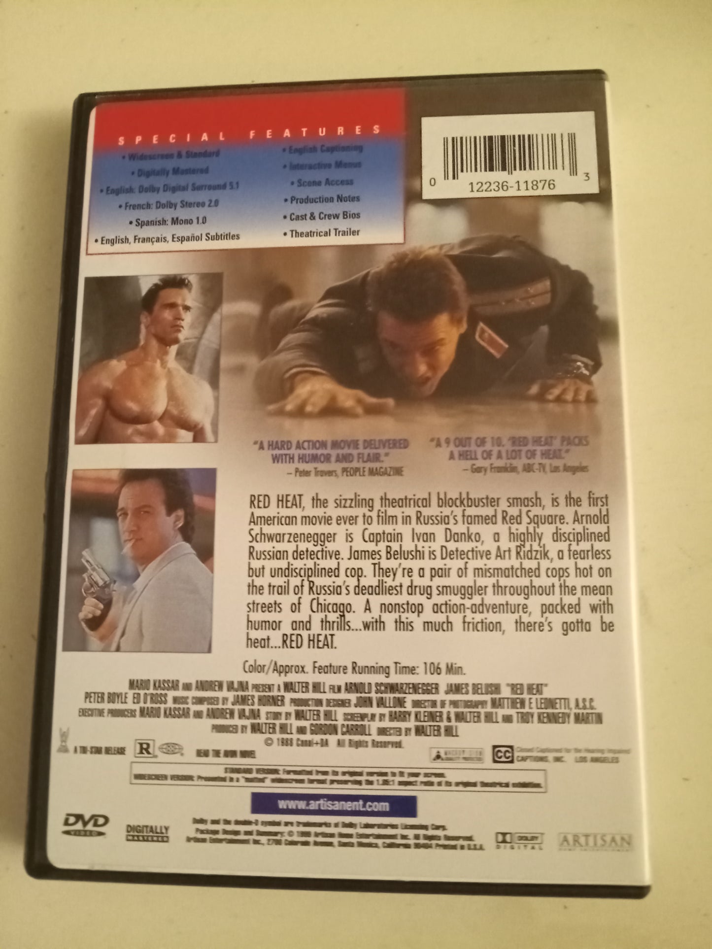 RedHeat Red Heat, DVD Movie, Arnold Schwarzenegger Widescreen, Rated R, USED