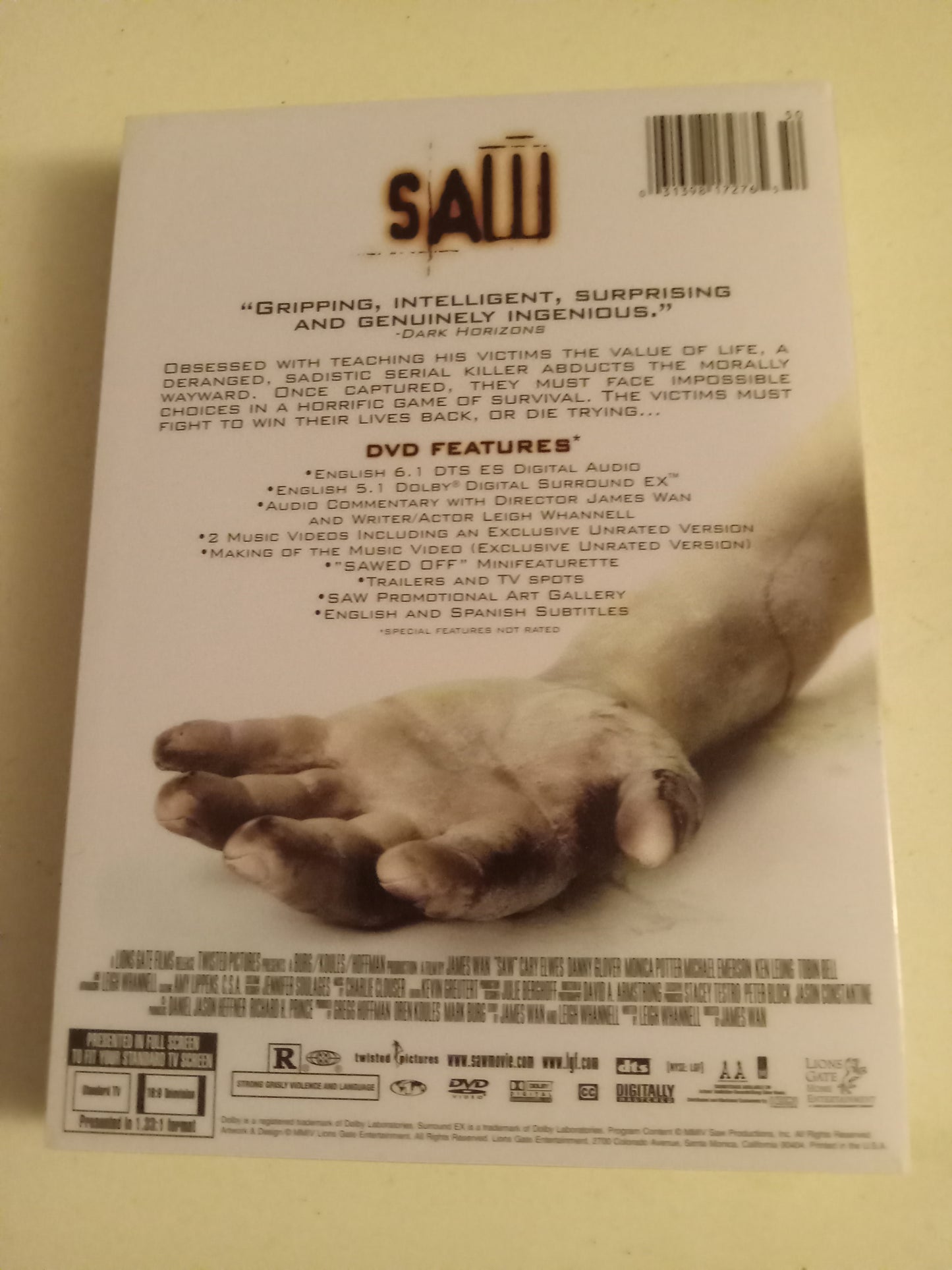 Saw I (1), DVD Movie, Danny Glover, 2004 Fullscreen, Rated R, USED