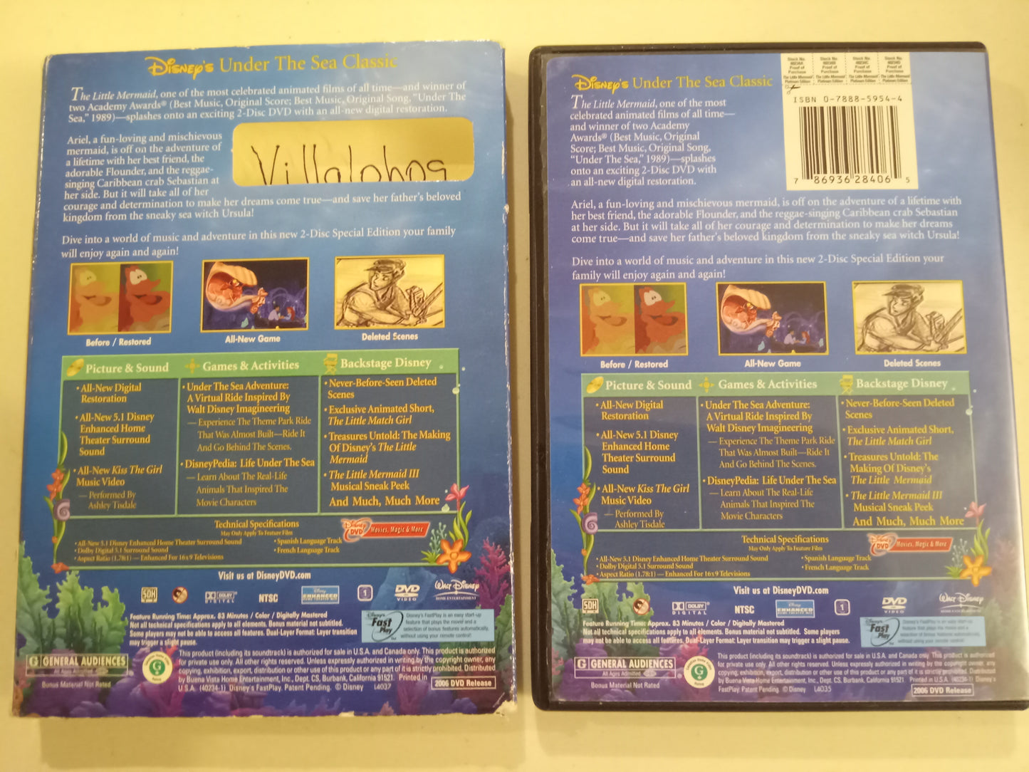 The Little Mermaid, Platinum Edition, 1/2 Discs, DVD Movie, Widescreen, Rated G, USED