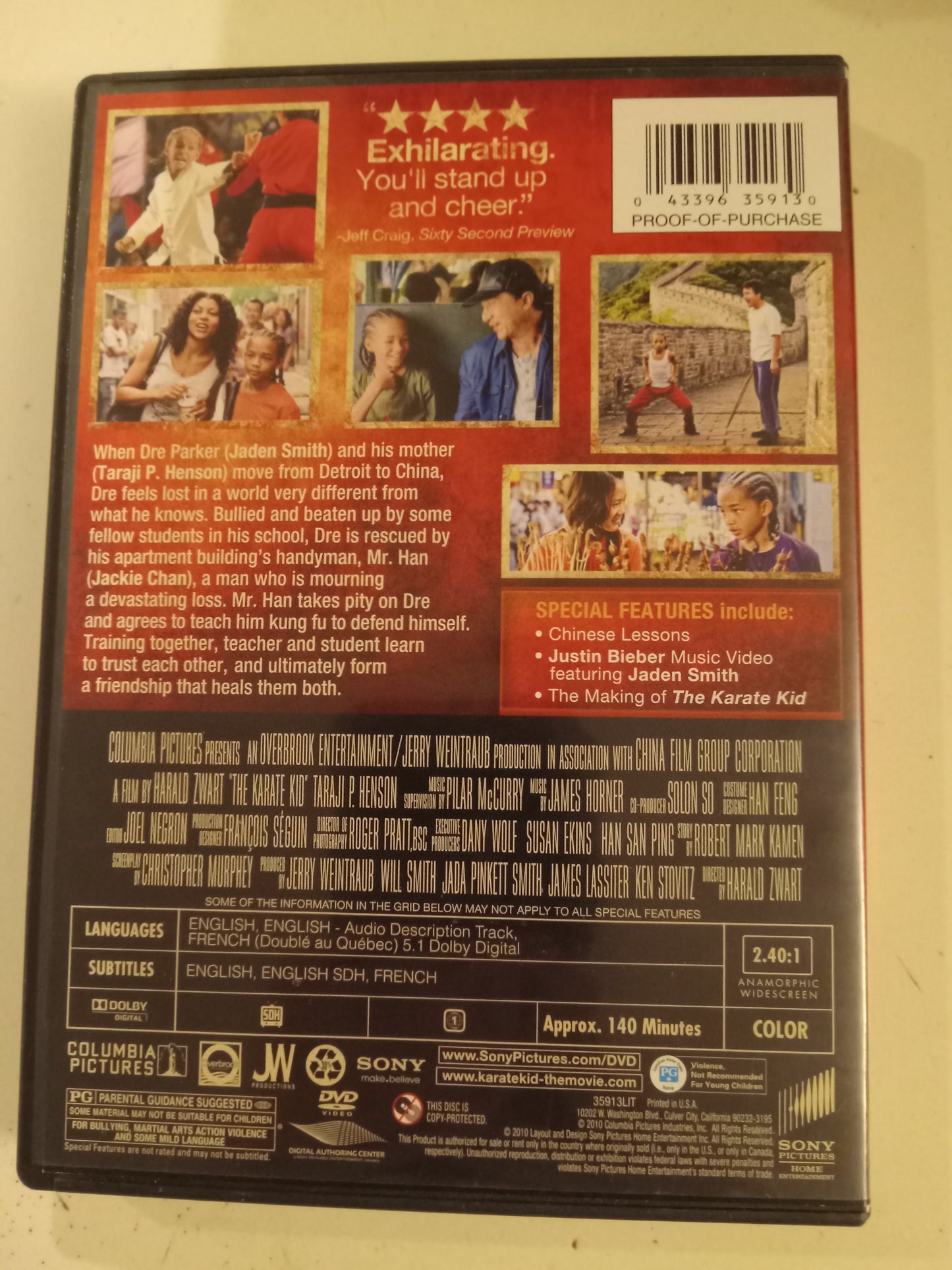 The Karate Kid (4), DVD Movie, Jaden Smith Widescreen, Rated PG, USED