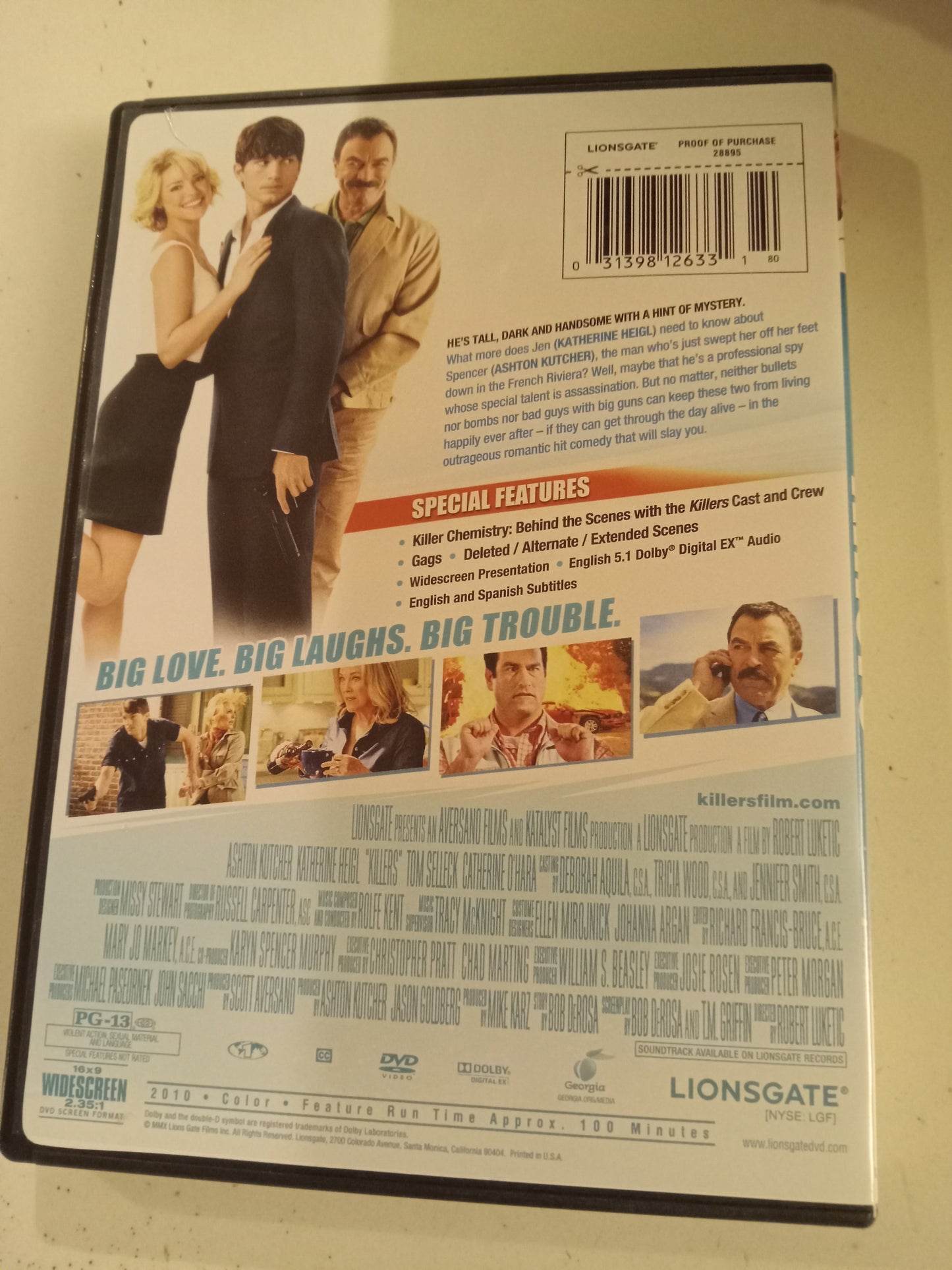 Killers, DVD Movie, Ashton Kutcher Widescreen, Rated PG-13, USED