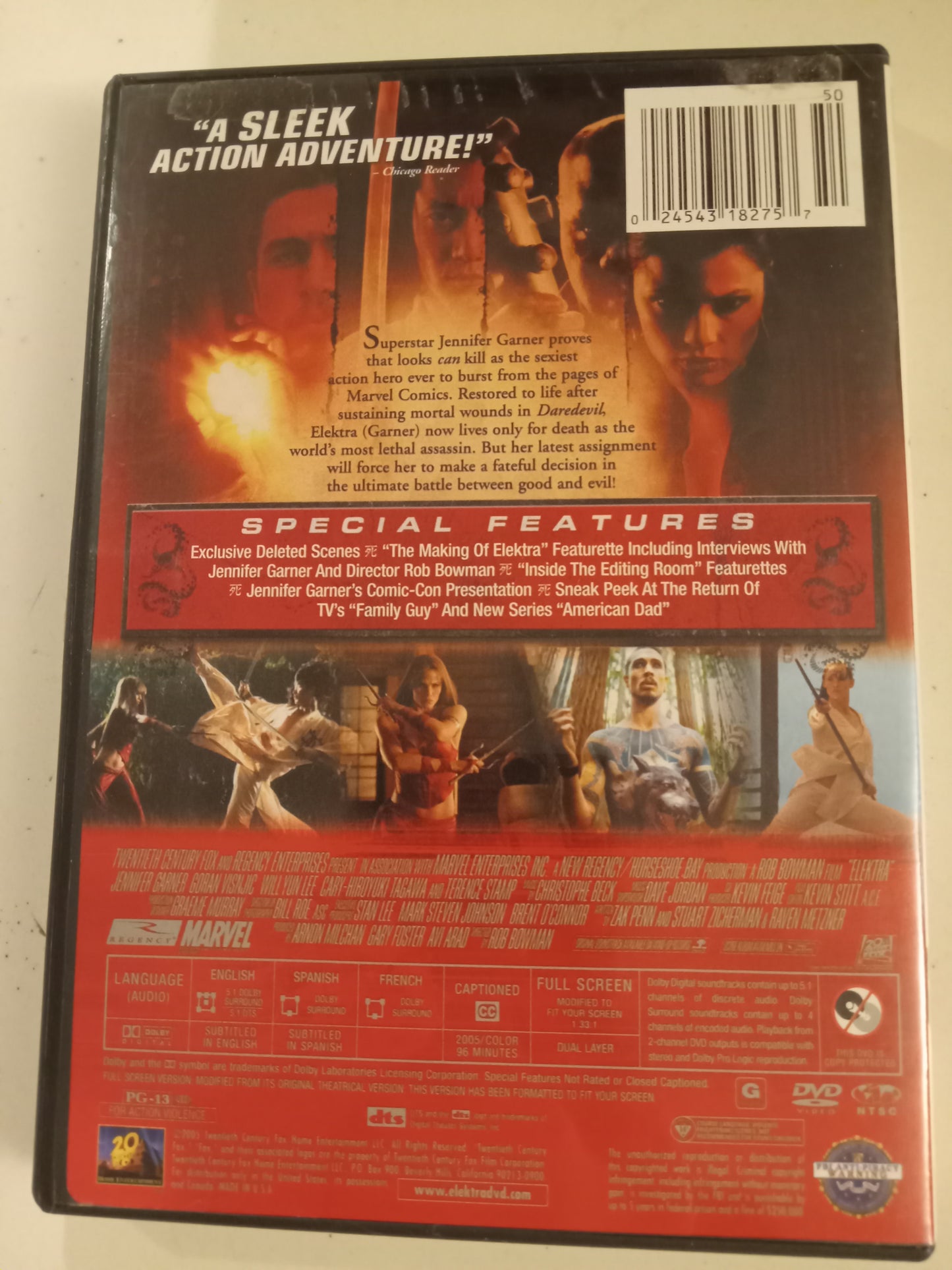 Elektra, DVD Movie, Jennifer Garner Fullscreen, Rated PG-13, USED