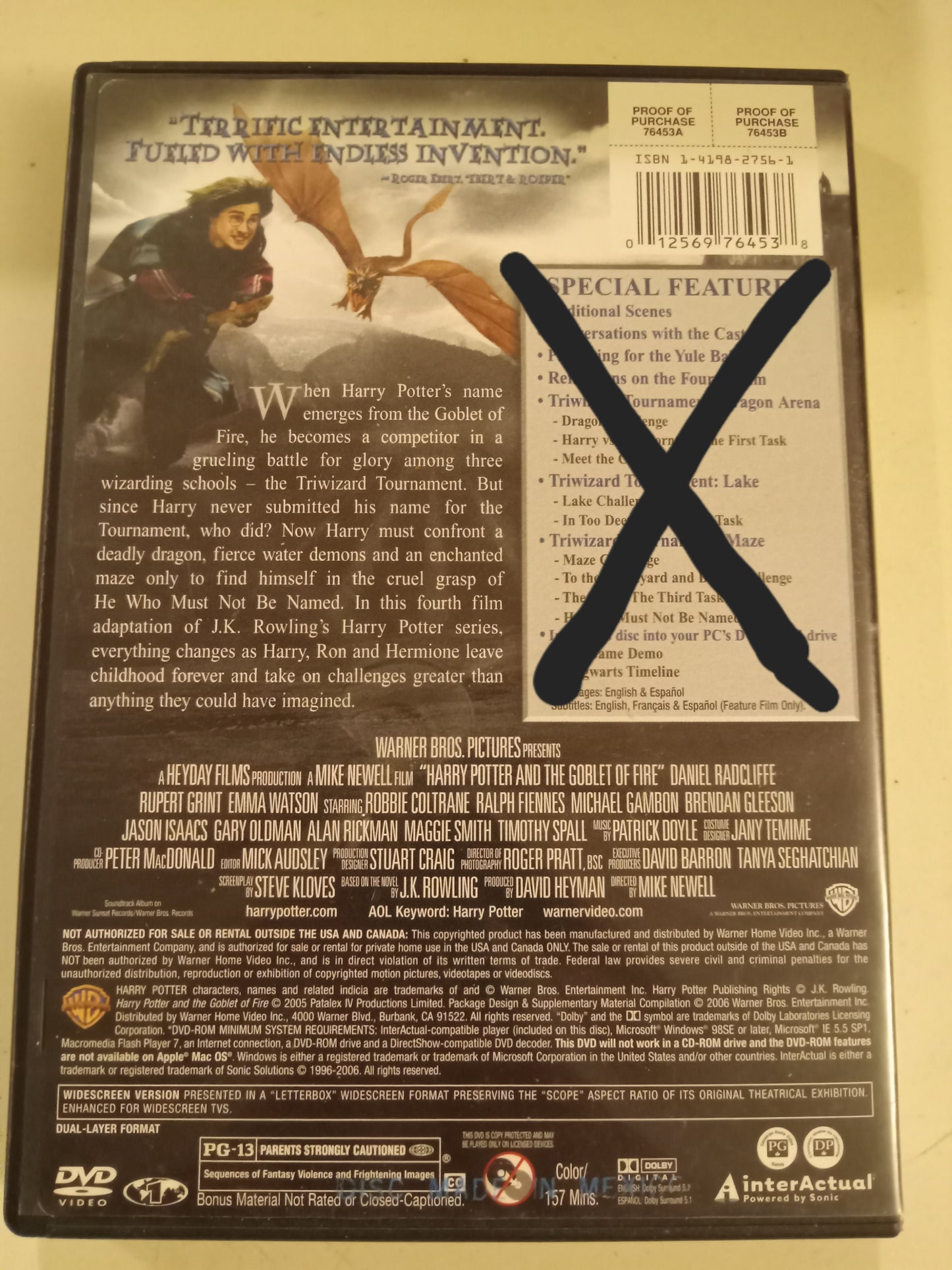 Harry Potter And The Goblet Of Fire, DVD Movie, Widescreen/Fullscreen, Rated PG-13, USED