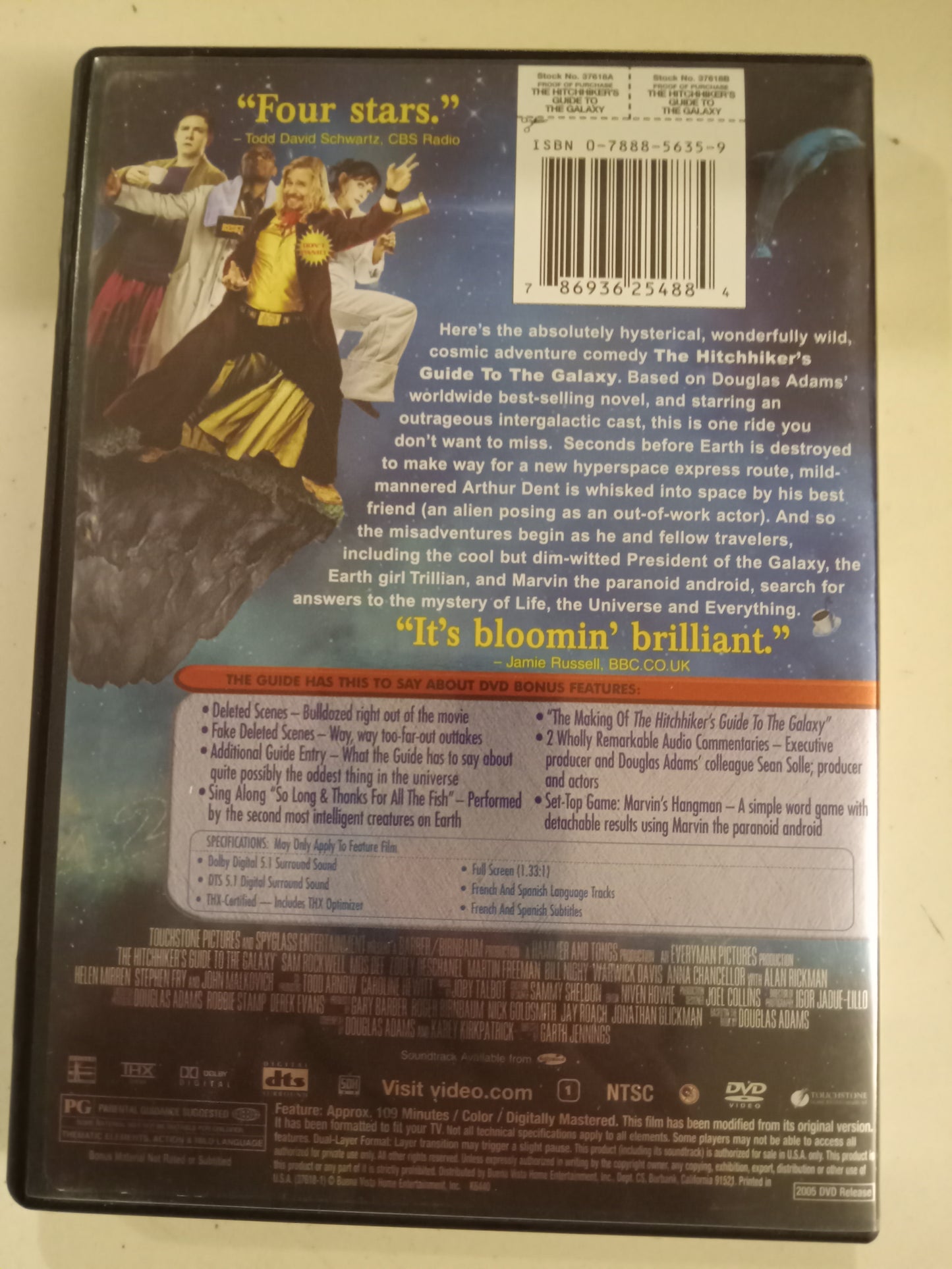 The Hitchhiker's Guide To The Galaxy, DVD Movie, Widescreen/Fullscreen, Rated PG, USED