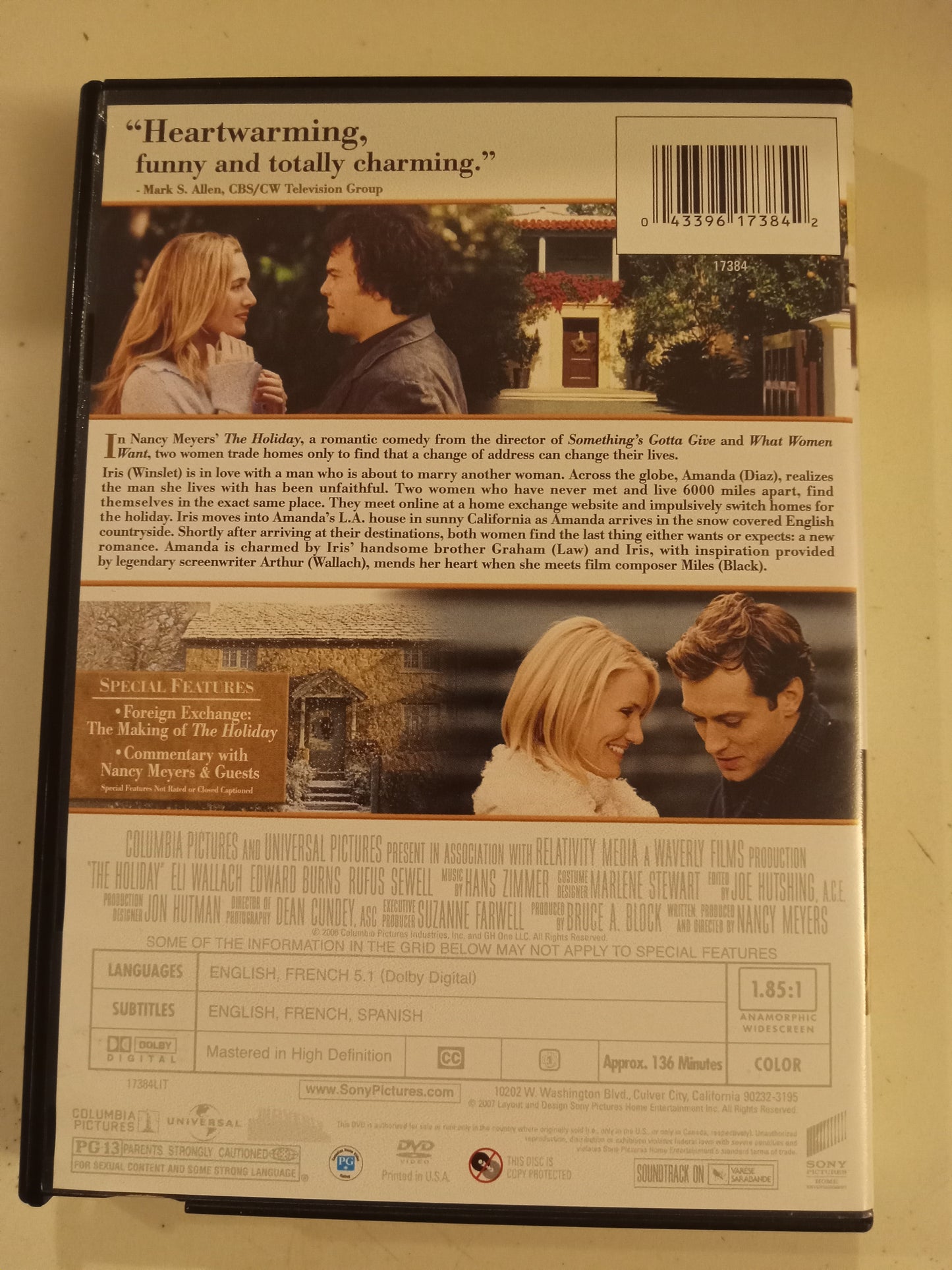 The Holiday, DVD Movie, Cameron Diaz Widescreen, Rated PG-13, USED