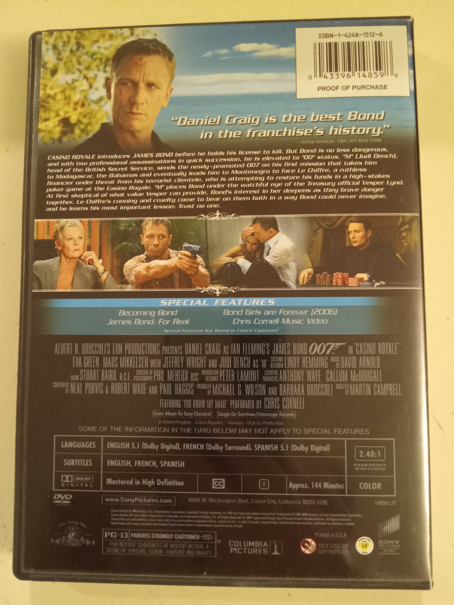 James Bond 007 in Casino Royale, DVD Movie, 2 Discs Daniel Craig Fullscreen/Widescreen, Rated PG-13, NEW/USED