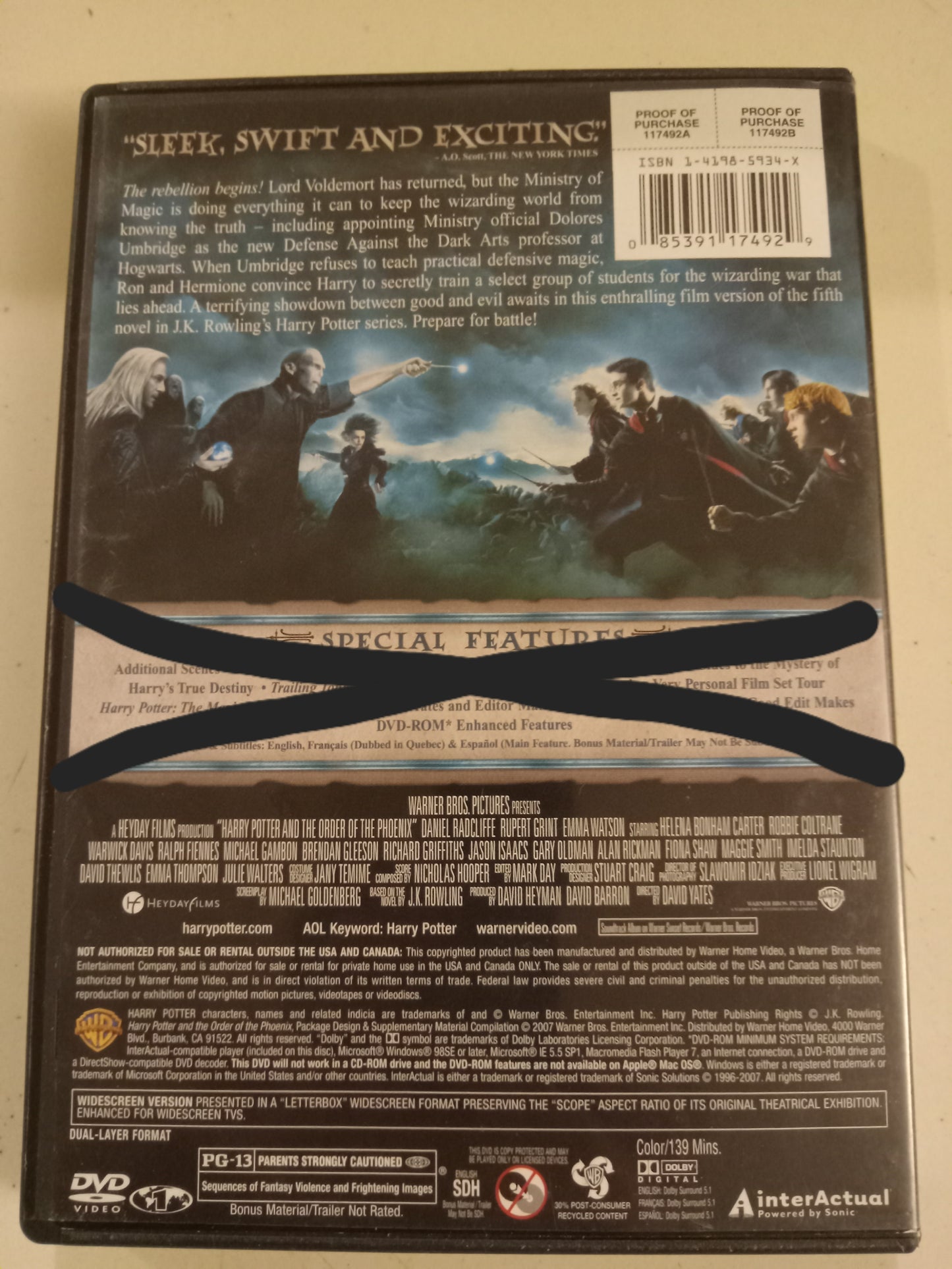 Harry Potter And The Order Of The Phoenix, DVD Movie, 2 Discs Special Ed. Widescreen, Rated PG-13, NEW/USED