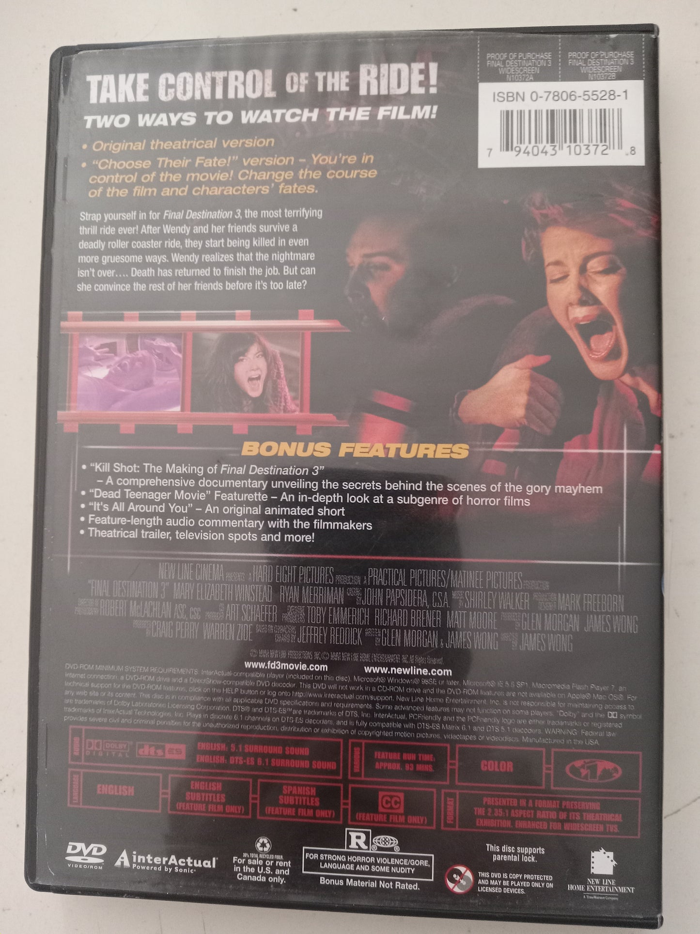 Final Destination 3, 2 Discs Thrill Ride Ed, DVD Movie, Widescreen, Rated R, USED