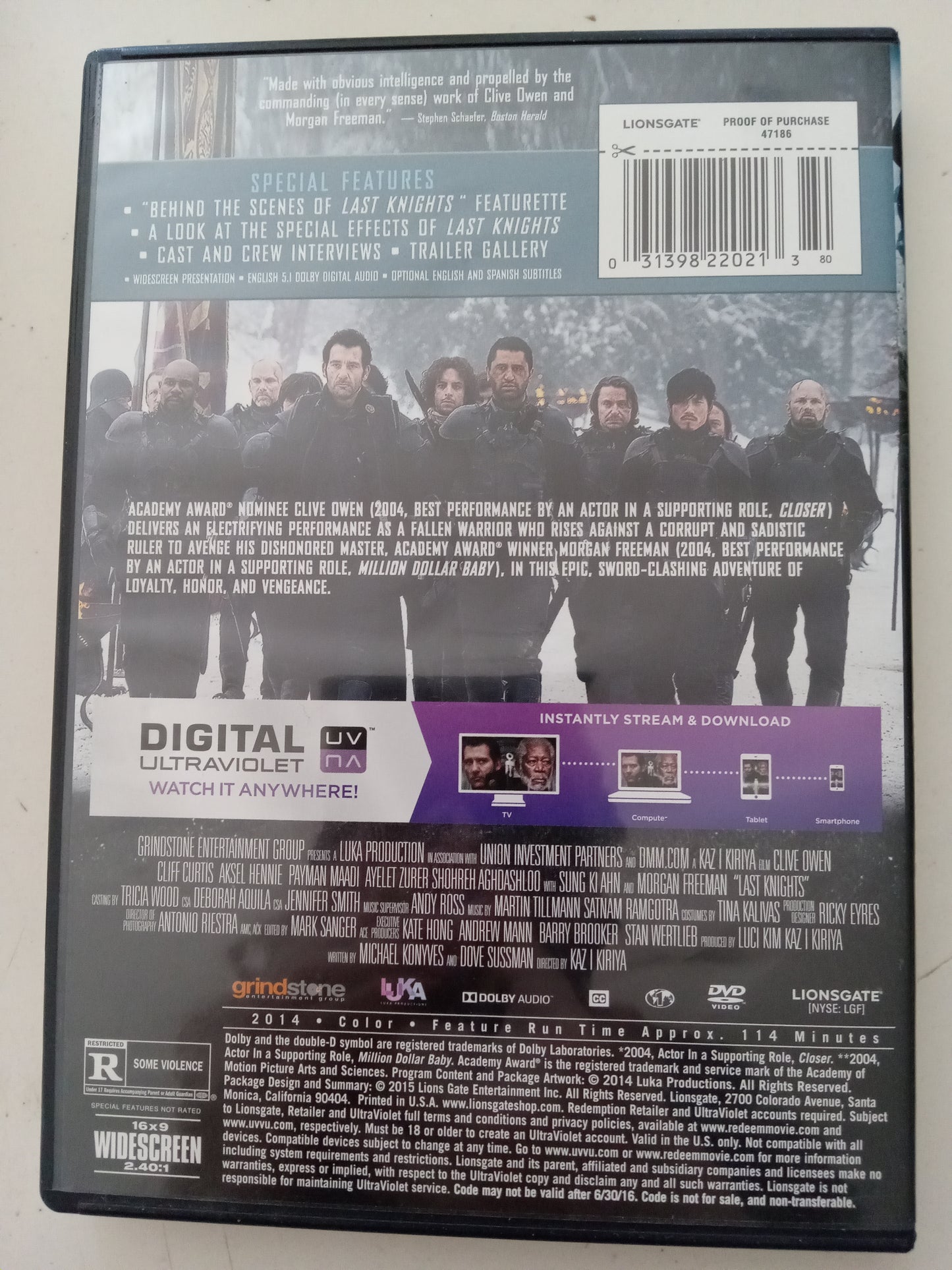 Last Knights, DVD Movie, Clive Owen Widescreen, Rated R, USED