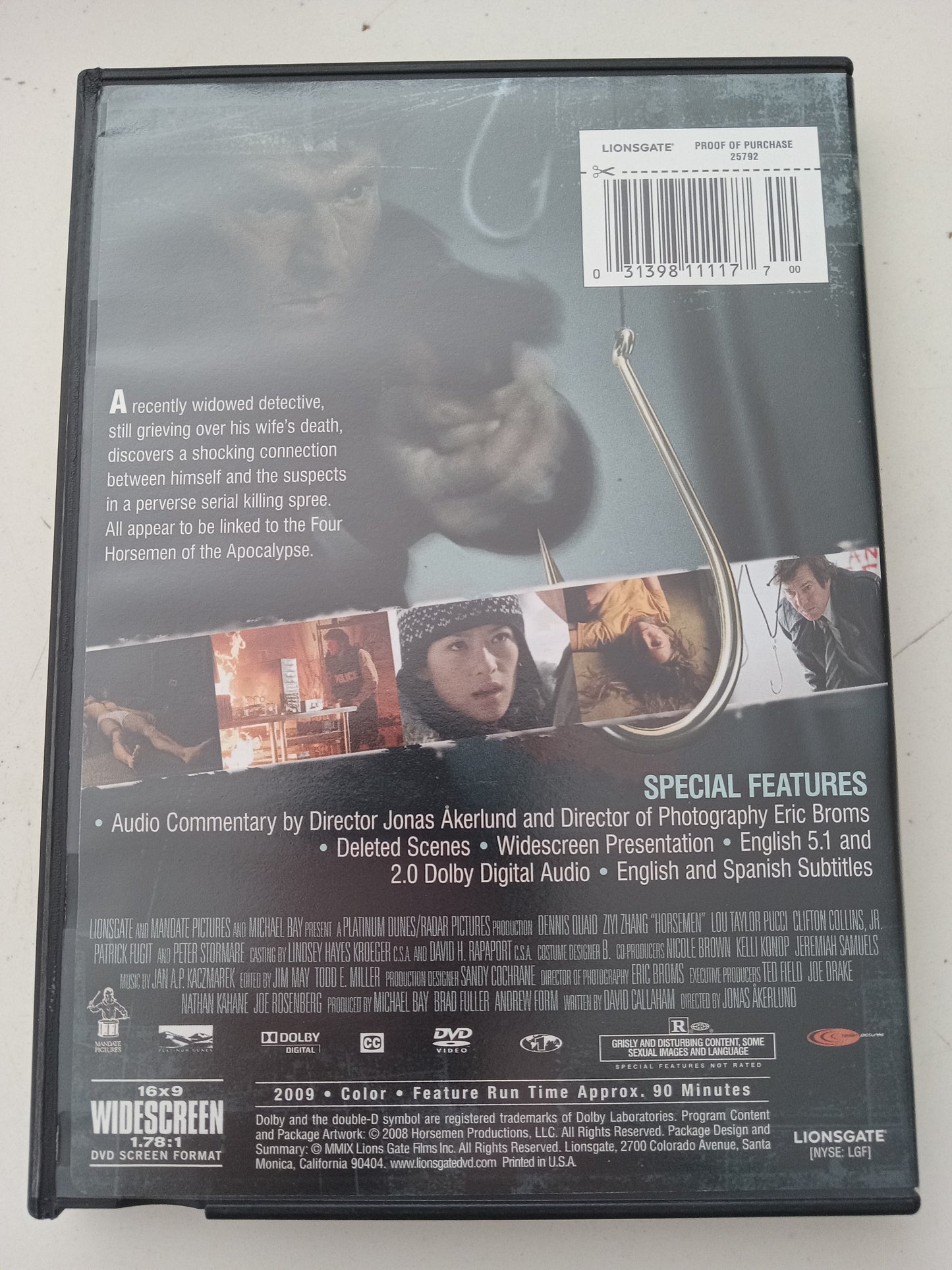 Horsemen, DVD Movie, Dennis Quaid Widescreen, Rated R, USED