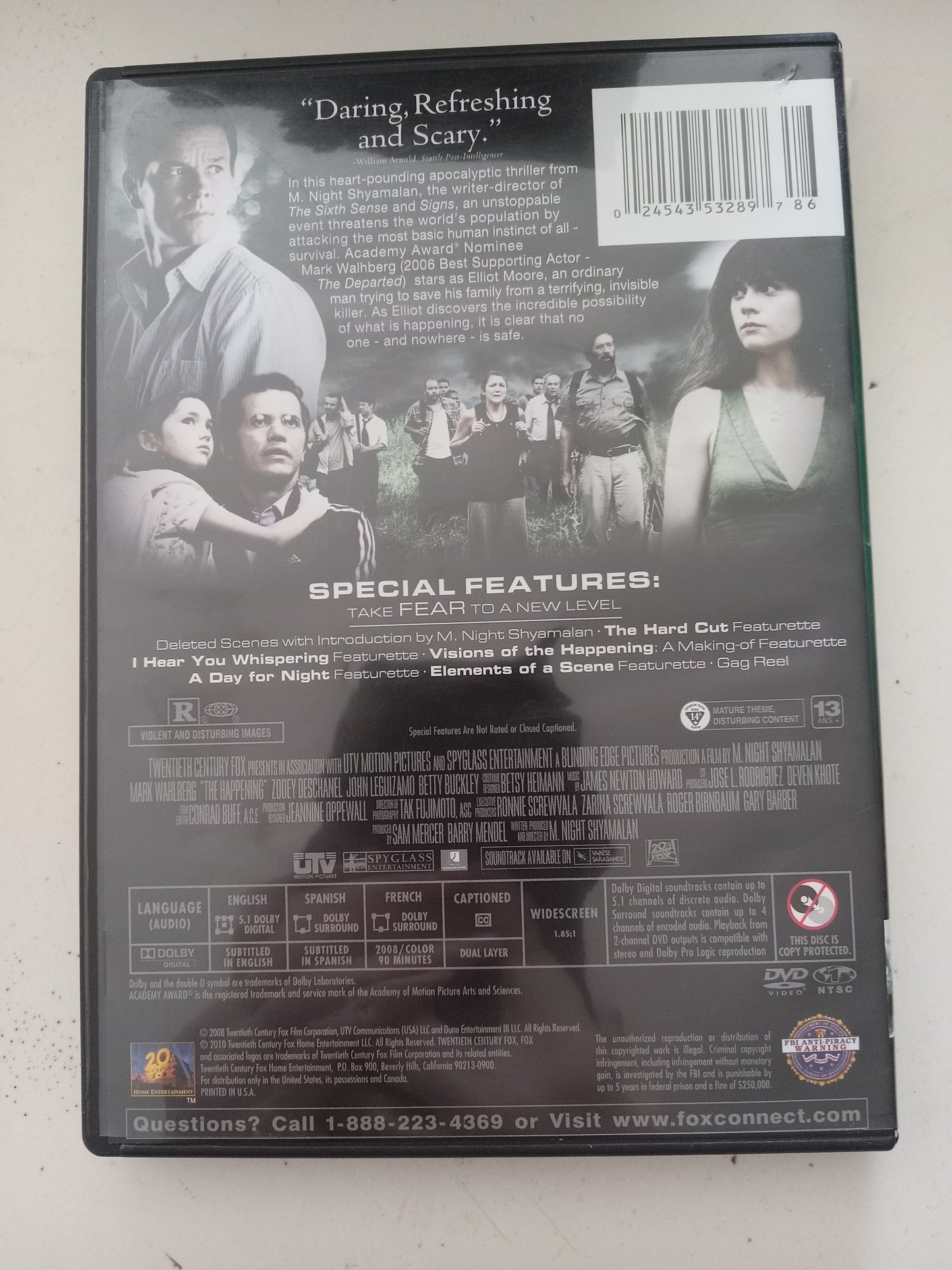 The Happening, DVD Movie, Mark Wahlberg Widescreen, Rated R, USED