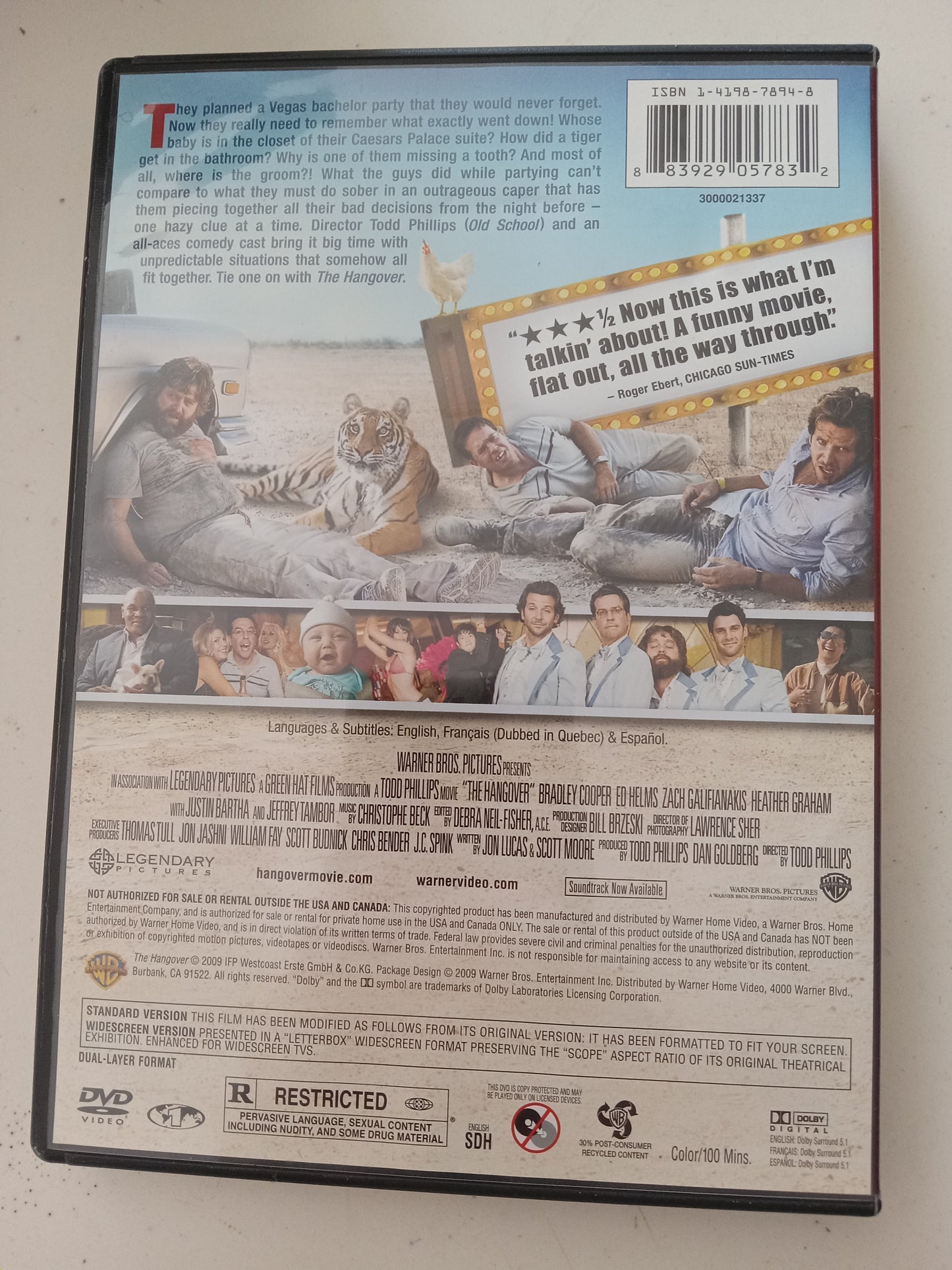 The Hangover, DVD Movie, Bradley Cooper Widescreen, Rated R, USED