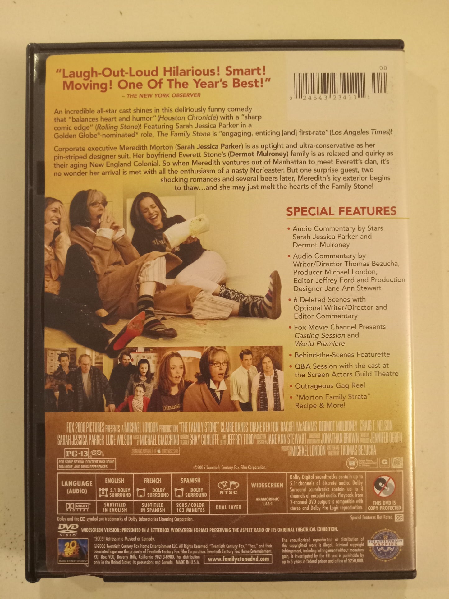 The Family Stone, DVD Movie, Rachel McAdams Widescreen/Fullscreen, Rated PG-13, USED
