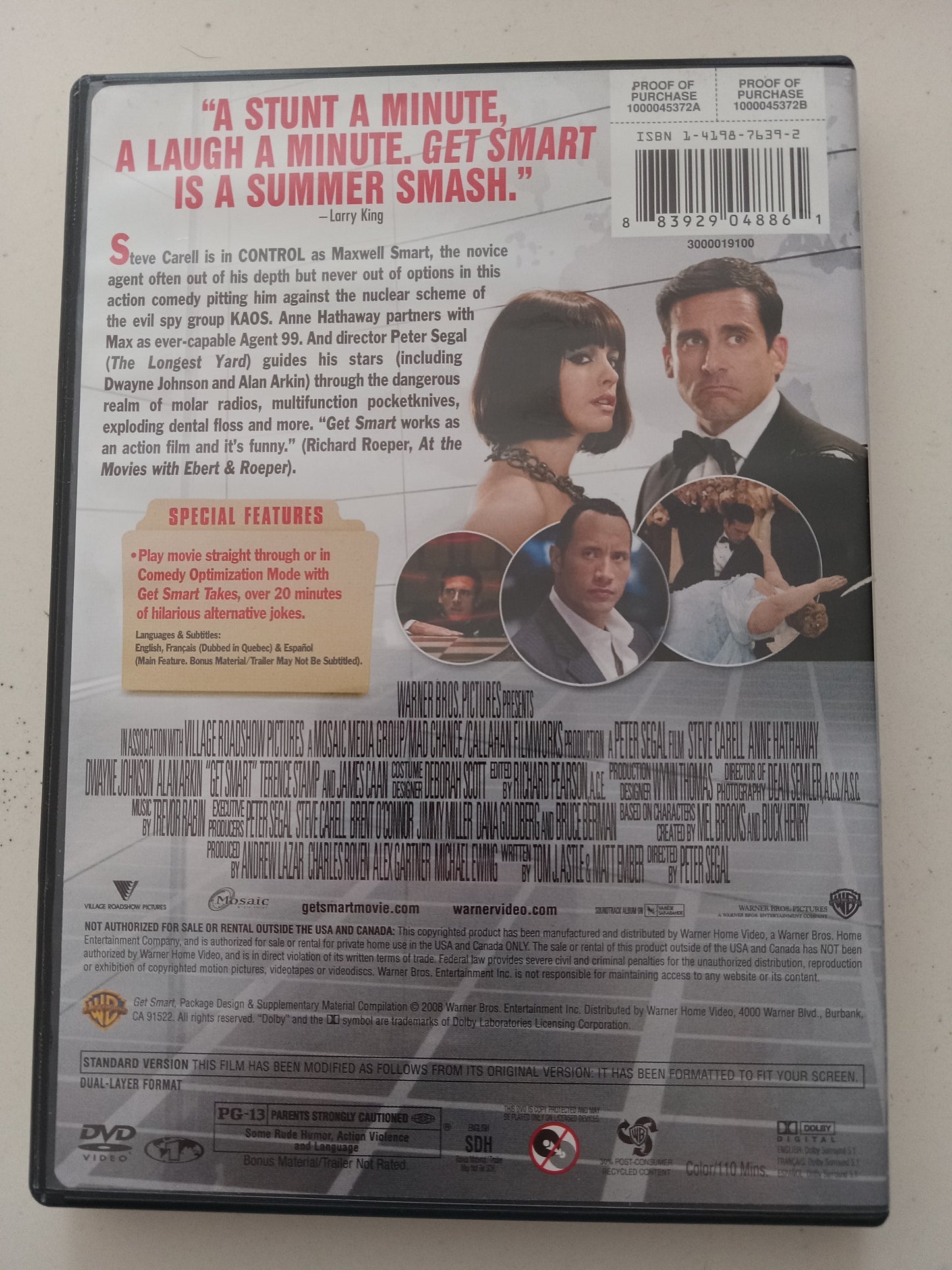 Get Smart, DVD Movie, Steve Carell Fullscreen/Widescreen, Rated PG-13, USED