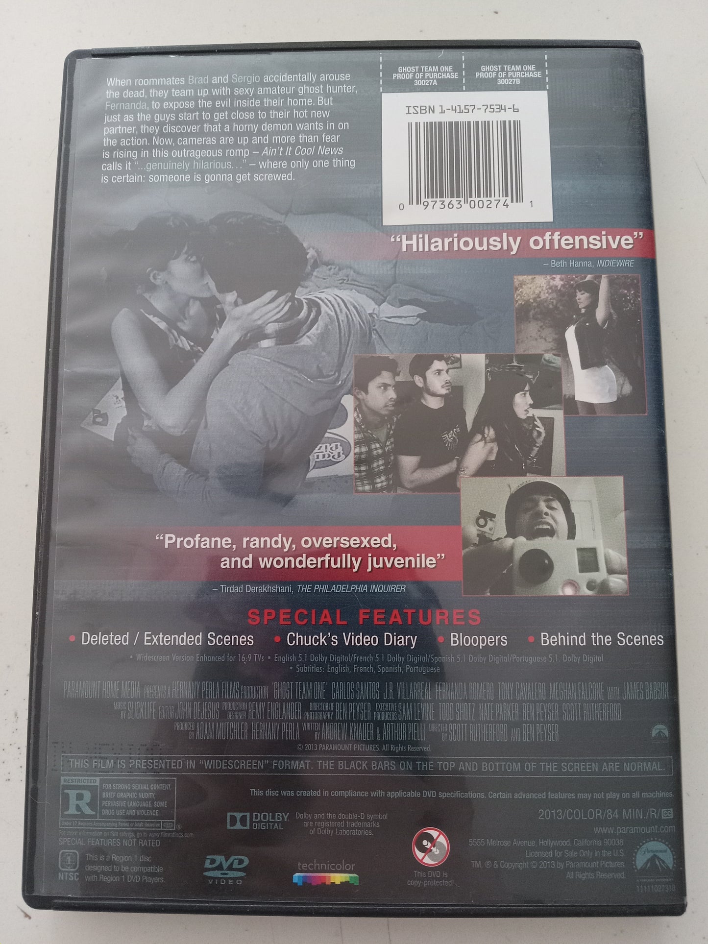 Ghost Team One, Arouse The Dead, DVD Movie, Widescreen, Rated R, USED