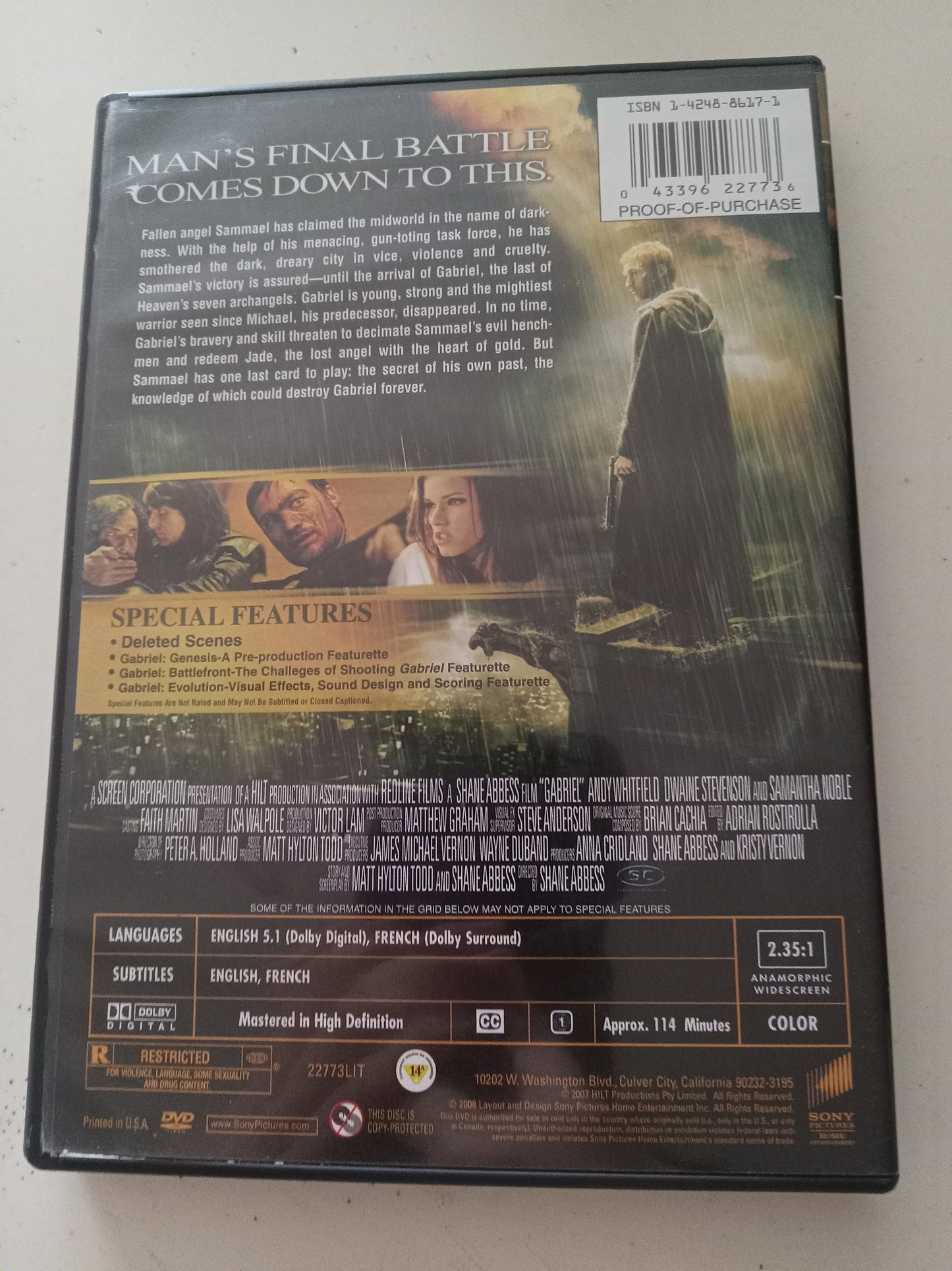 Gabriel, Between Heaven and Hell Lies the Fate Of Mankind, DVD Movie, Widescreen, Rated R, USED